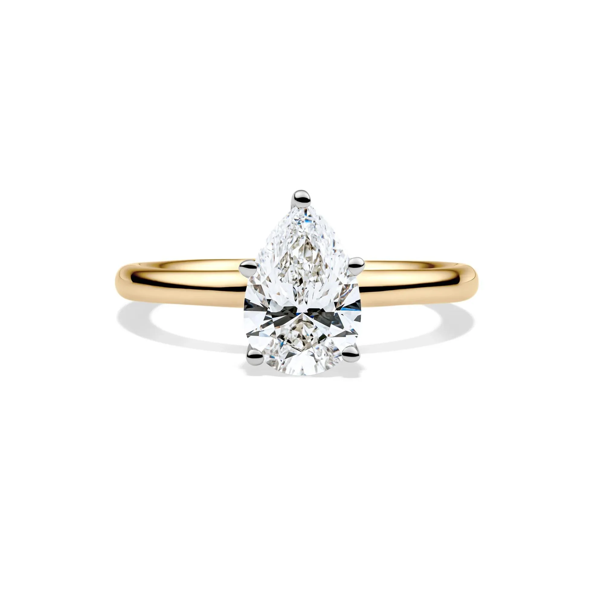 Lab Grown Diamond Pear-Shaped Solitaire Engagement Ring 14K Yellow Gold (1/2 CT.) Size 9.5 2mm