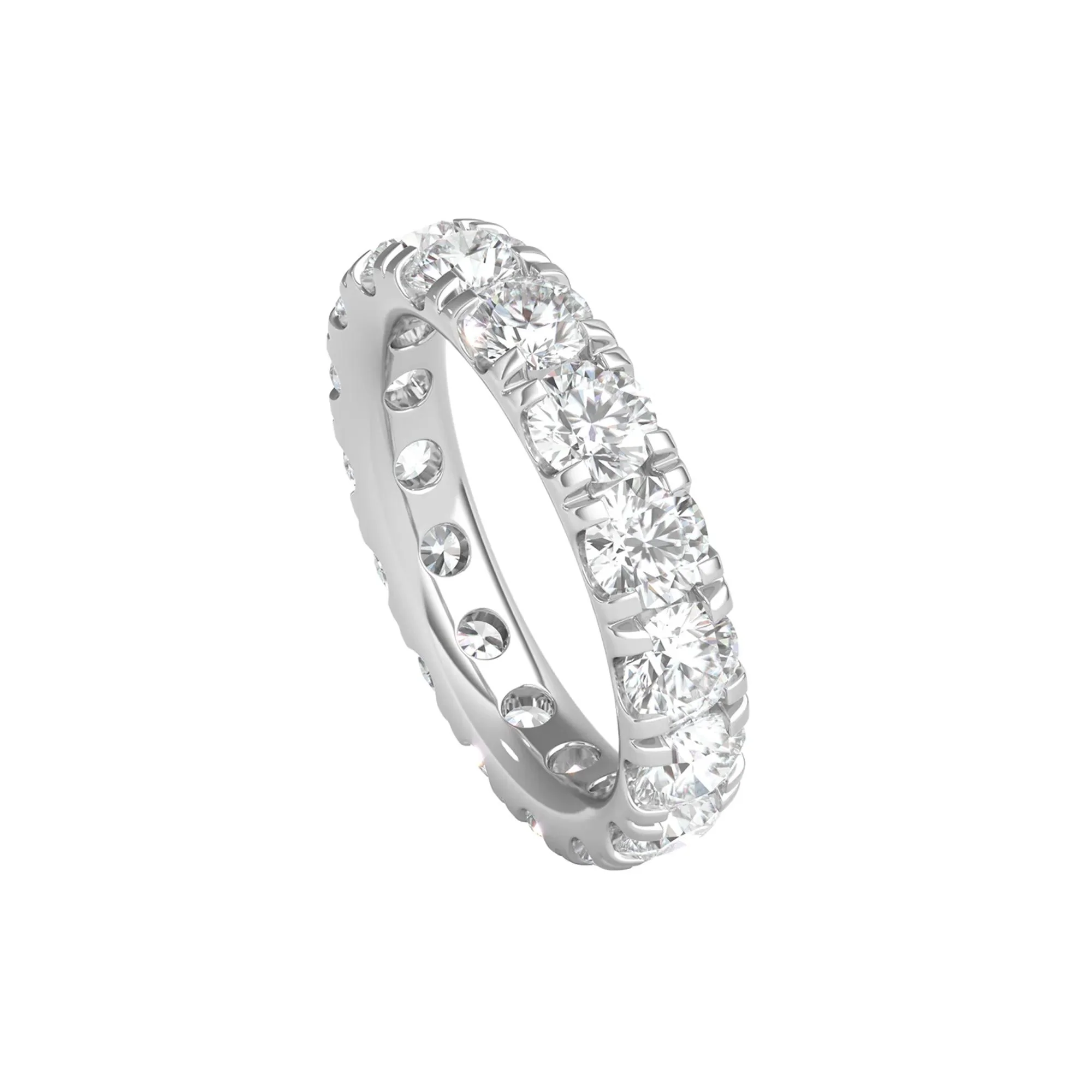 5 CT. Tw. Lab Grown Diamond Wedding Band Ring with Eternity Setting 14K White Gold Size 9 2mm - Image 4