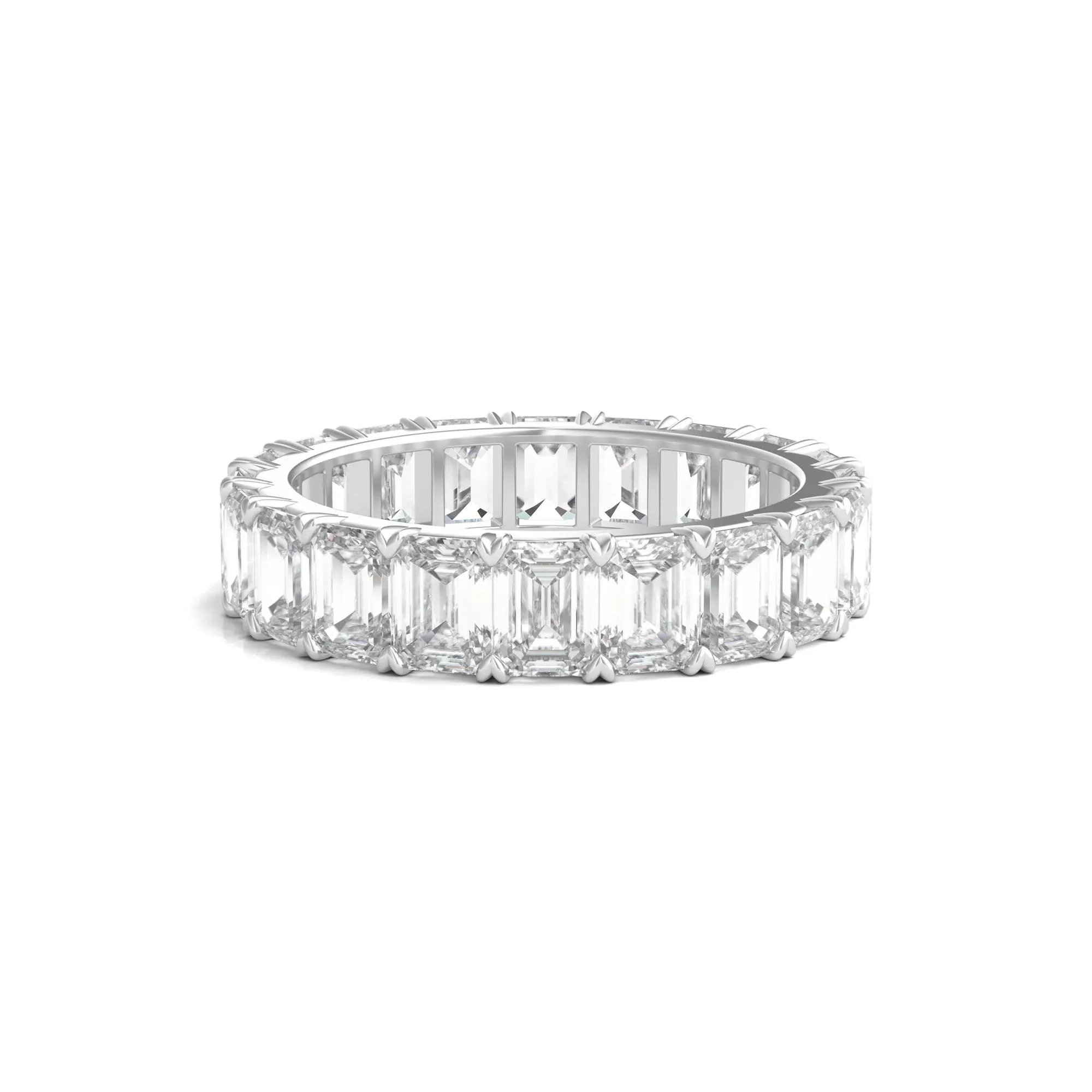 5 CT. Tw. Lab Grown Emerald-Cut Diamond Eternity Band Ring 14K White Gold Size 8.5 4mm