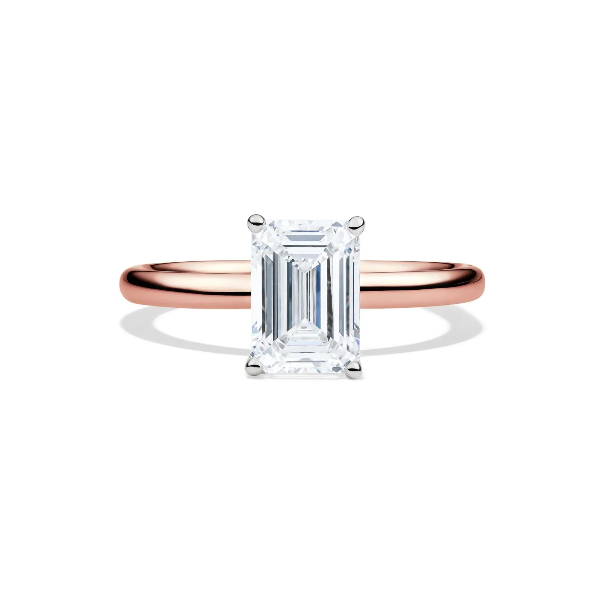 Lab Grown Diamond Emerald-Cut Solitaire Ring 14K Rose Gold (2 CT.) Size 4 2mm
