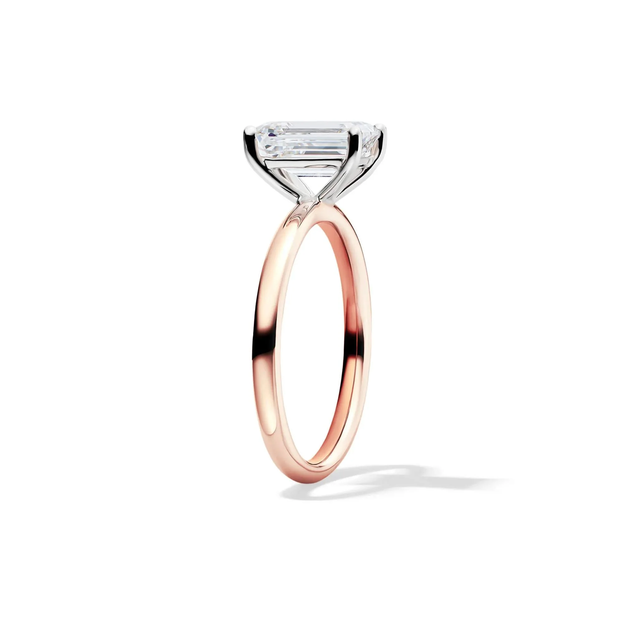Lab Grown Diamond Emerald-Cut Solitaire Ring 14K Rose Gold (2 CT.) Size 4 2mm - Image 3
