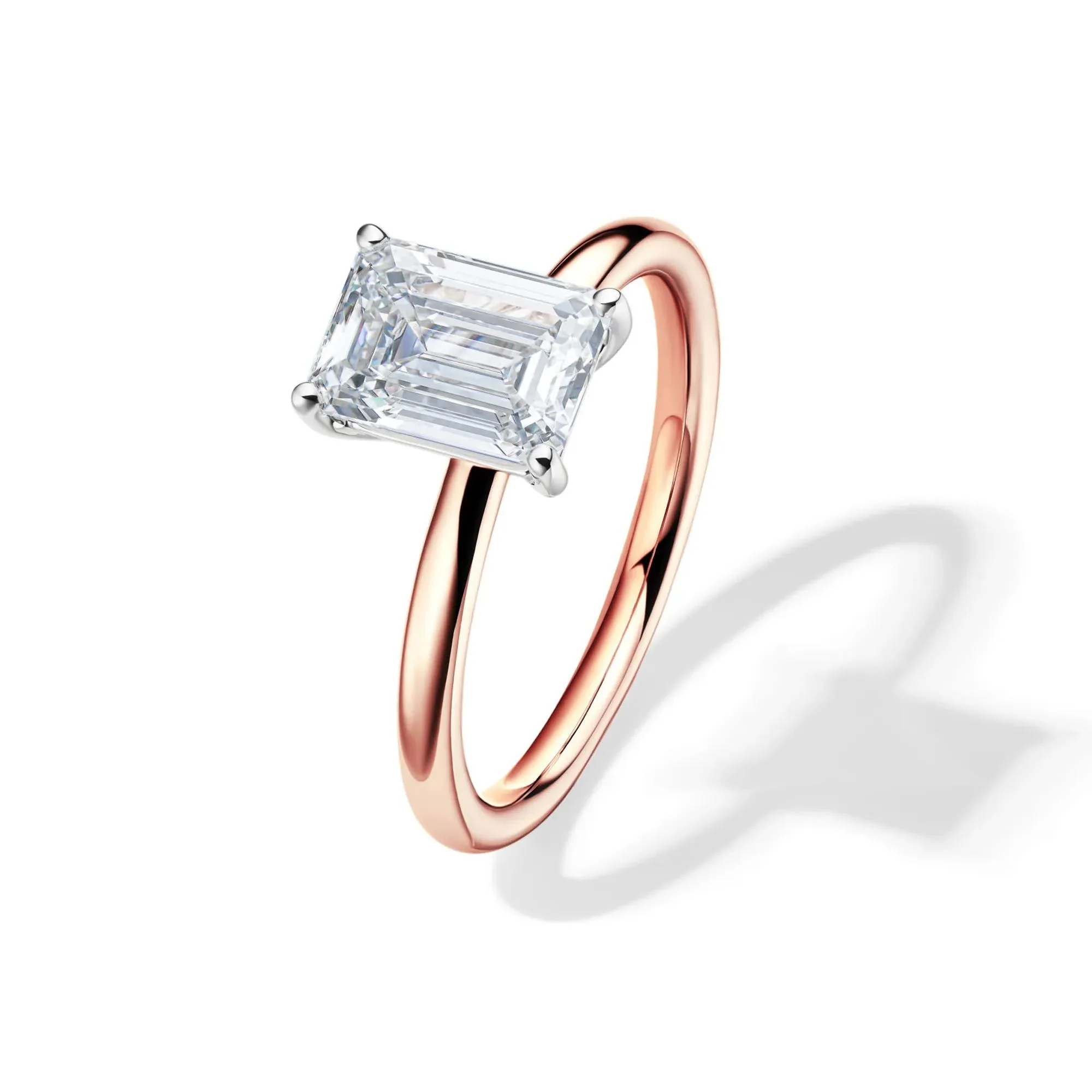 Lab Grown Diamond Emerald-Cut Solitaire Ring 14K Rose Gold (2 CT.) Size 8 2mm - Image 4