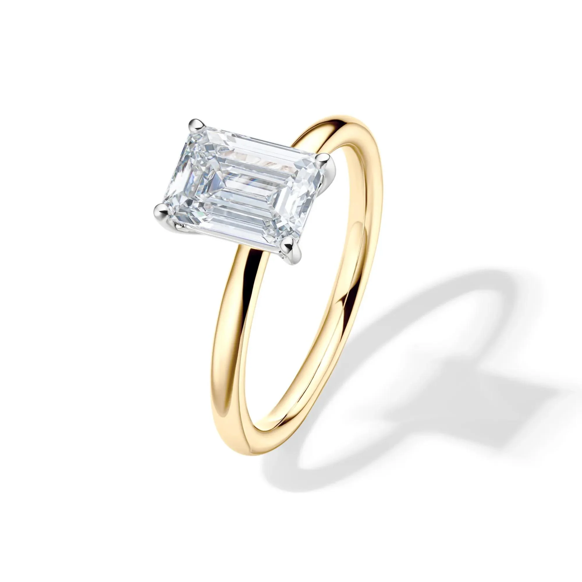 Lab Grown Diamond Emerald-Cut Solitaire Ring 14K Yellow Gold (2 CT.) Size 5 2mm - Image 4
