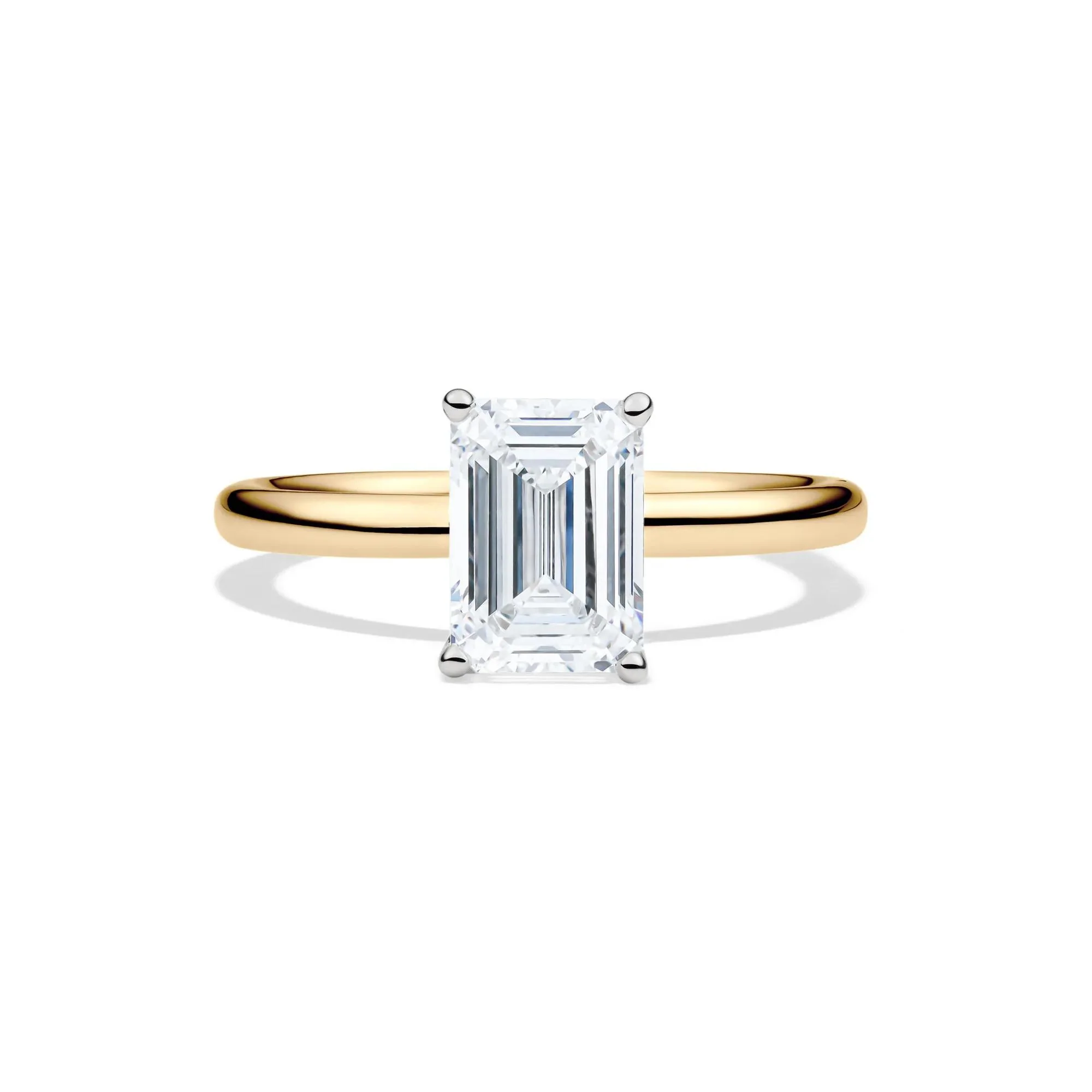 Lab Grown Diamond Emerald-Cut Solitaire Ring 14K Yellow Gold (2 CT.) Size 9 2mm