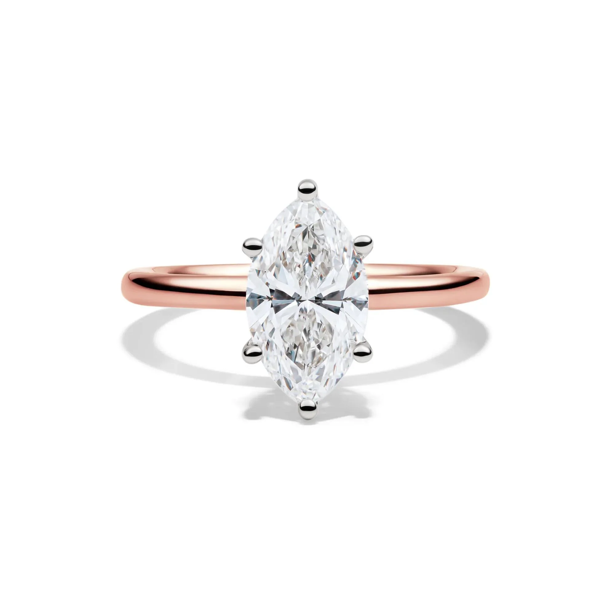 Lab Grown Diamond Solitaire Marquise Engagement Ring 14K Rose Gold (2 CT.) Size 7 2mm