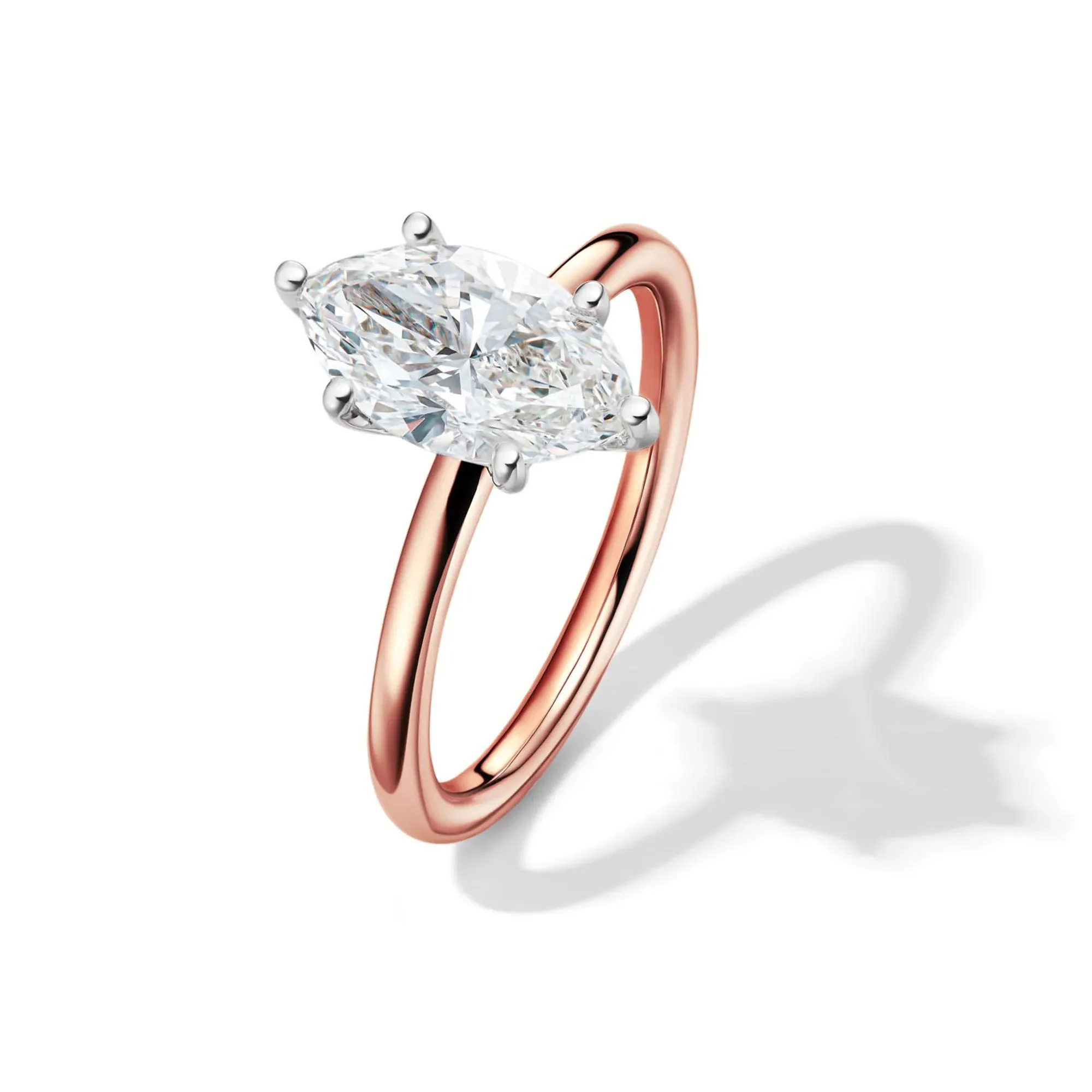 Lab Grown Diamond Solitaire Marquise Engagement Ring 14K Rose Gold (2 CT.) Size 8.5 2mm - Image 4