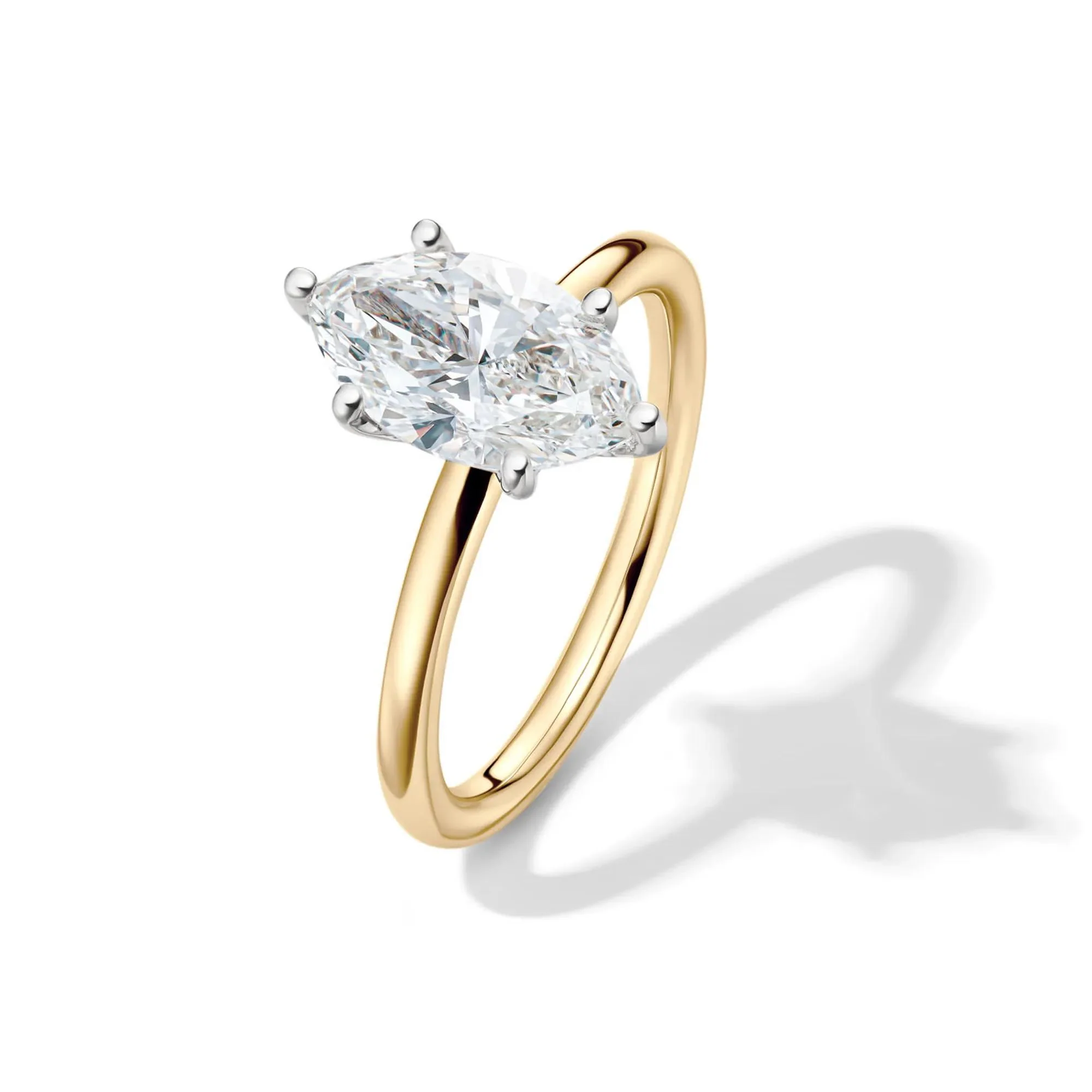 Lab Grown Diamond Solitaire Marquise Engagement Ring 14K Yellow Gold (2 CT.) Size 11 2mm - Image 4
