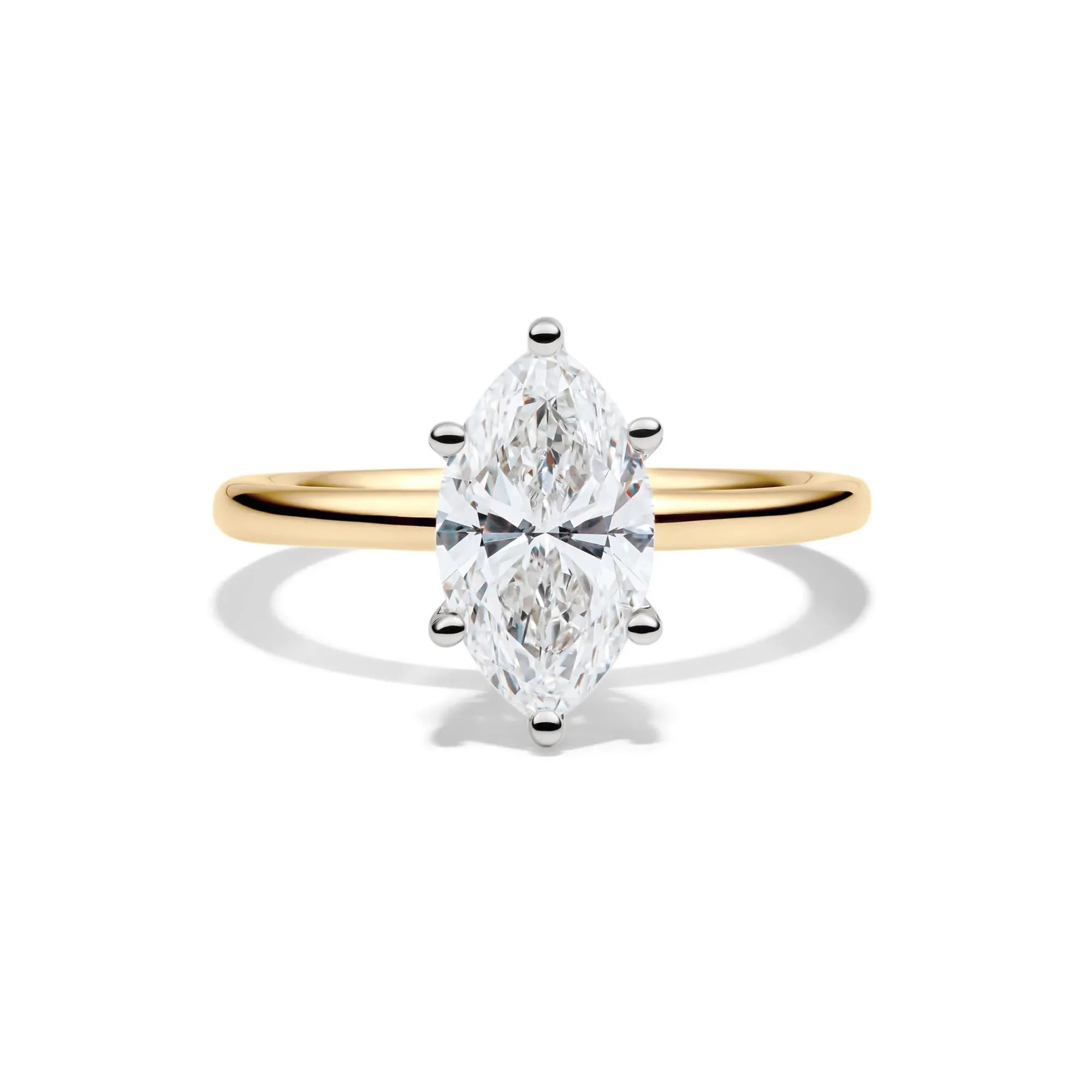 Lab Grown Diamond Solitaire Marquise Engagement Ring 14K Yellow Gold (2 CT.) Size 9.5 2mm