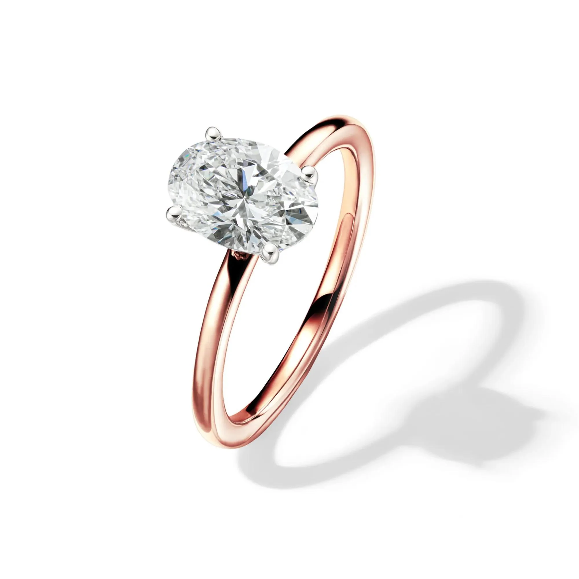 Lab Grown Diamond Solitaire Oval Engagement Ring 14K Rose Gold (1/2 CT.) Size 4.5 2mm - Image 4