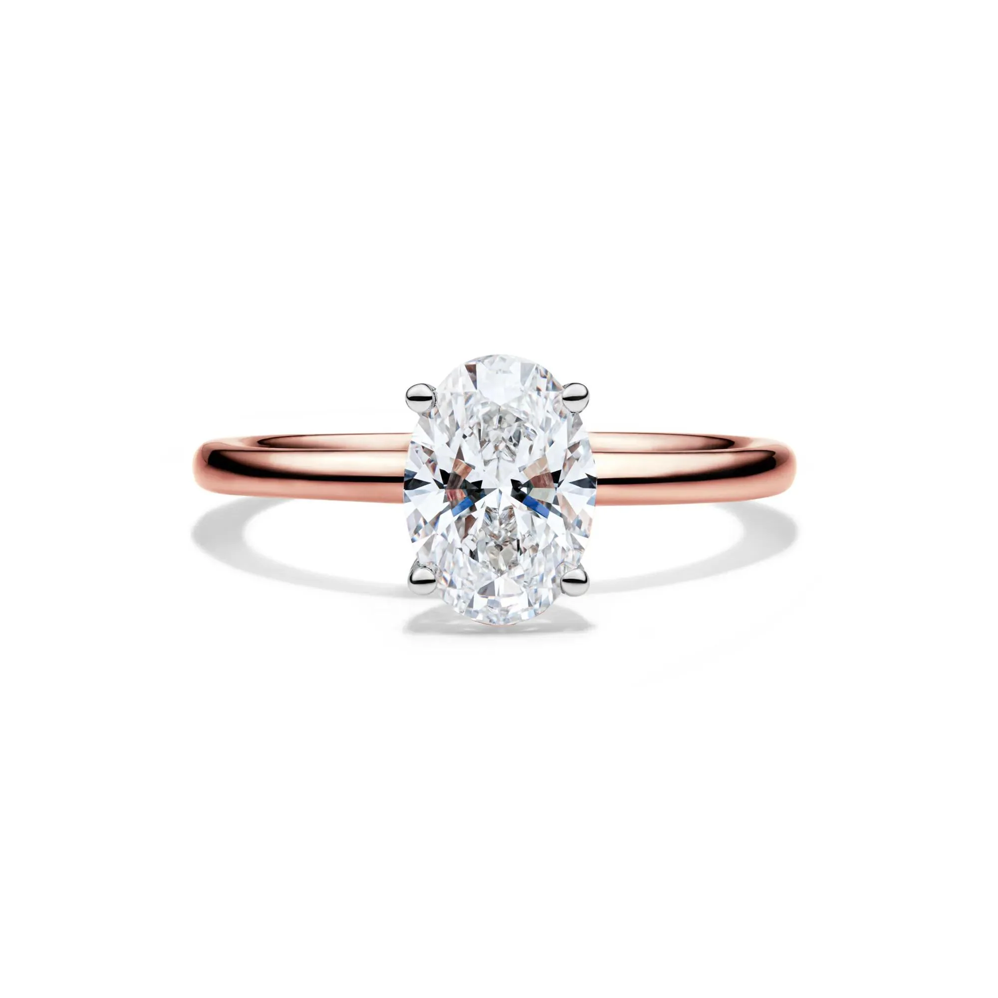 Lab Grown Diamond Solitaire Oval Engagement Ring 14K Rose Gold (1/2 CT.) Size 6 2mm