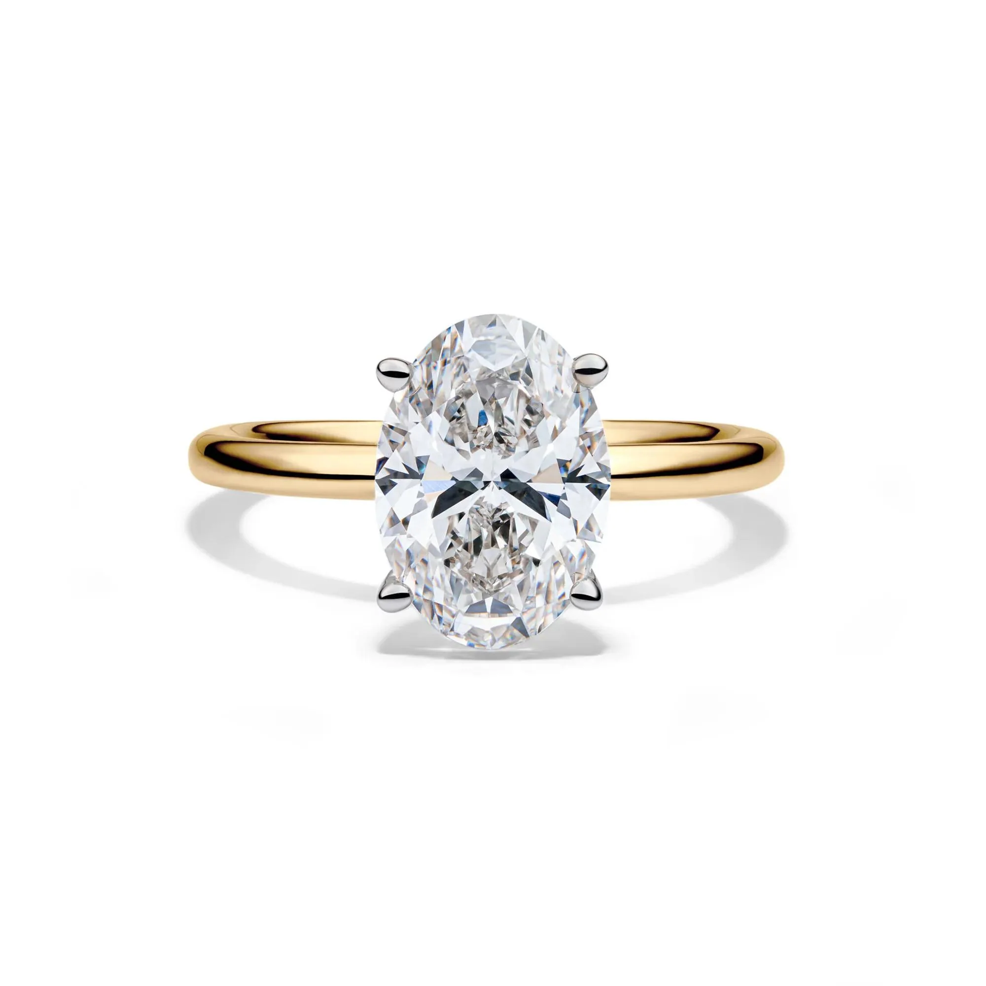 Lab Grown Diamond Oval Solitaire 14K Yellow and White Gold (3 CT.) Ring Size 6.5 2mm