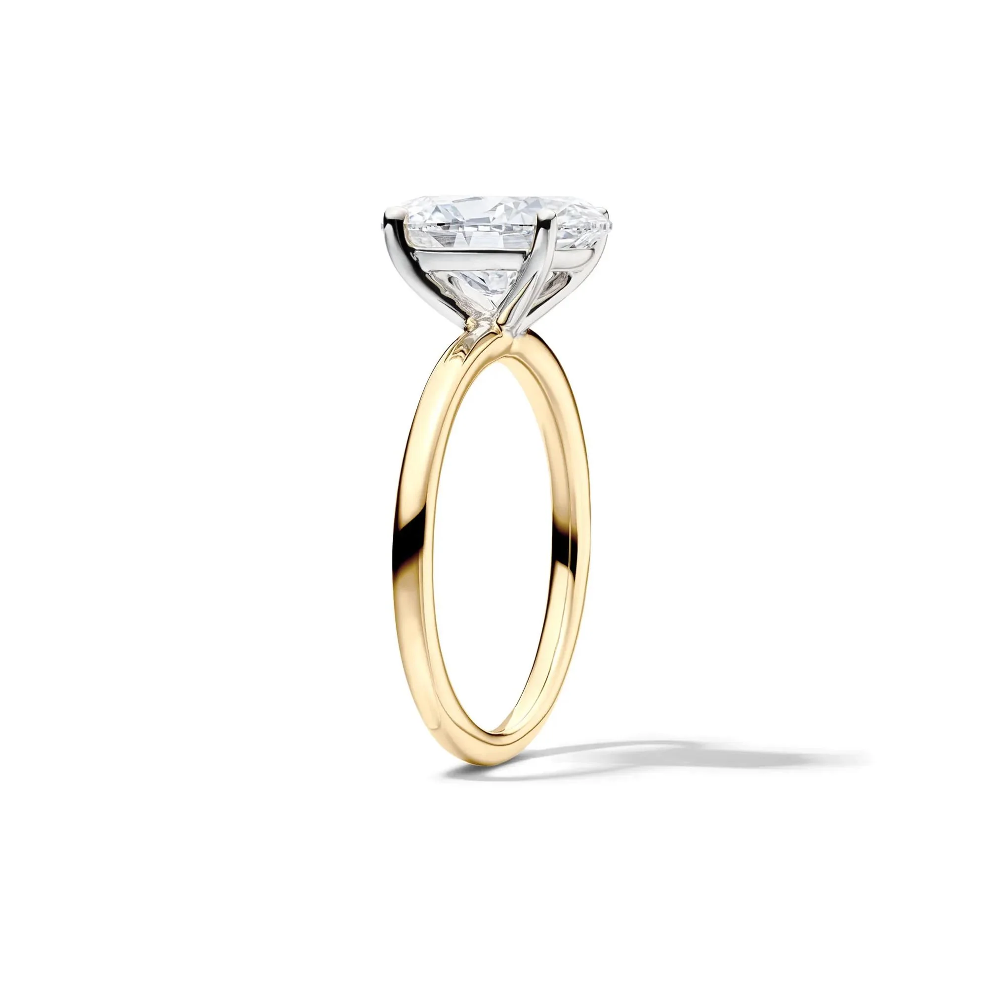 Lab Grown Diamond Oval Solitaire 14K Yellow and White Gold (3 CT.) Ring Size 9.5 2mm - Image 3