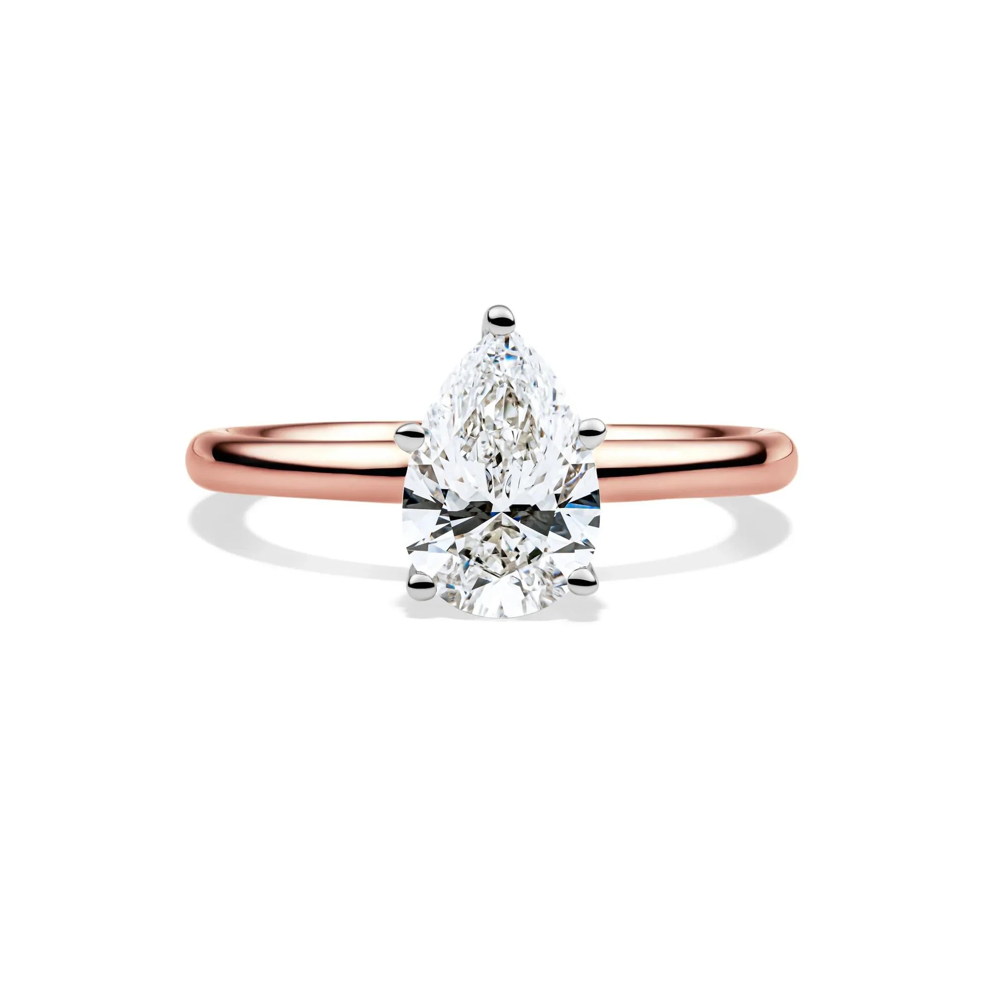 Lab Grown Diamond Pear-Shaped Solitaire Engagement Ring 14K Rose Gold (1/2 CT.) Size 8 2mm
