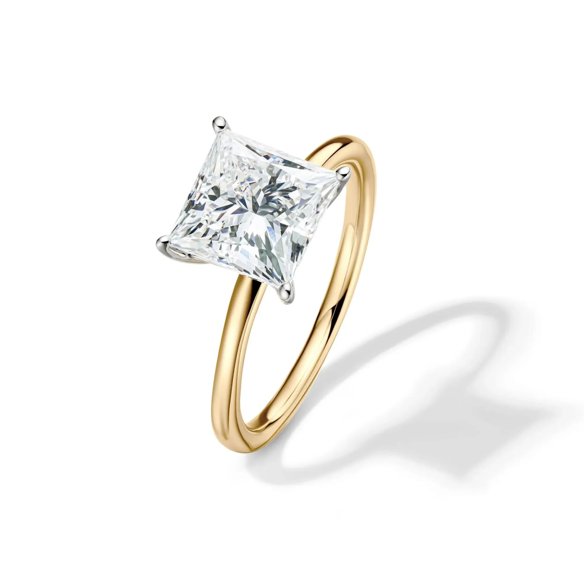 Lab Grown Diamond Princess-Cut Solitaire Engagement Ring 14K Yellow Gold (3 CT.) Size 5.5 2mm - Image 4