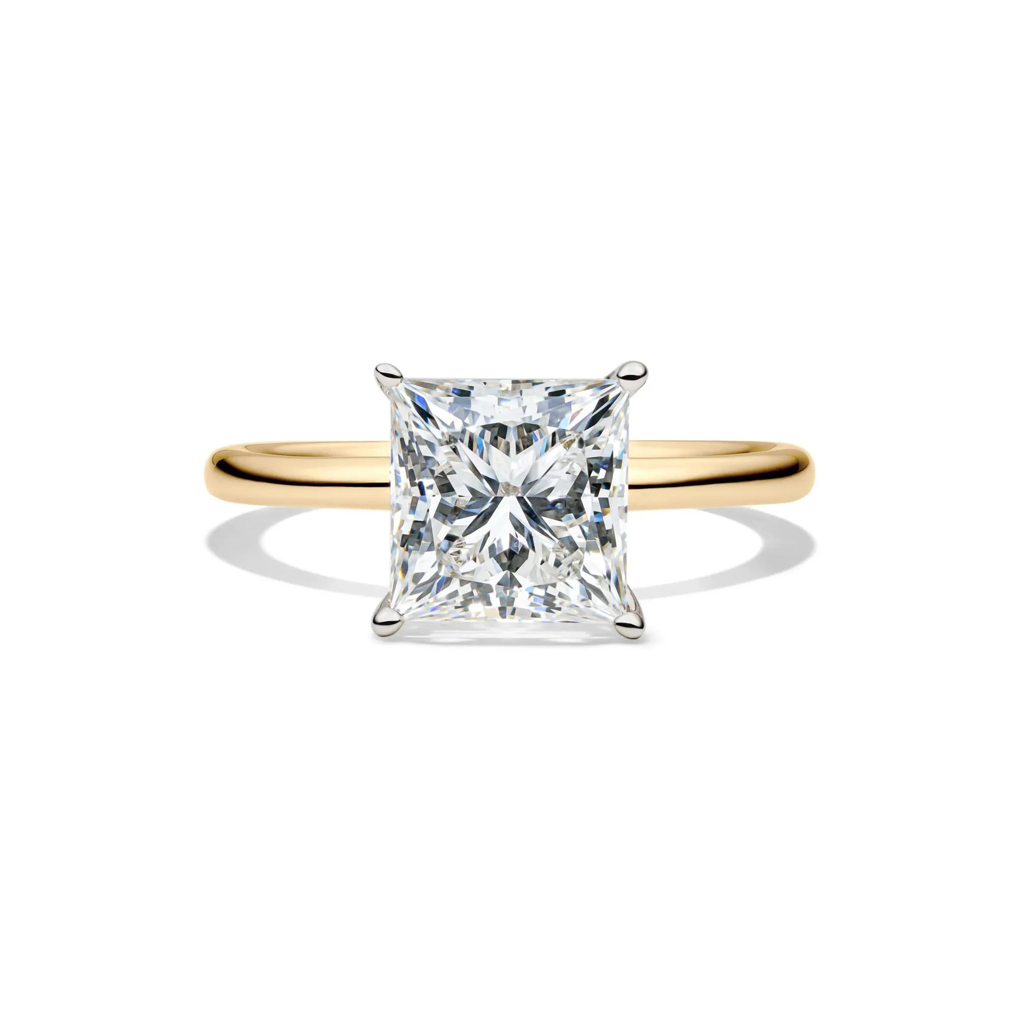 Lab Grown Diamond Princess-Cut Solitaire Engagement Ring 14K Yellow Gold (3 CT.) Size 8 2mm