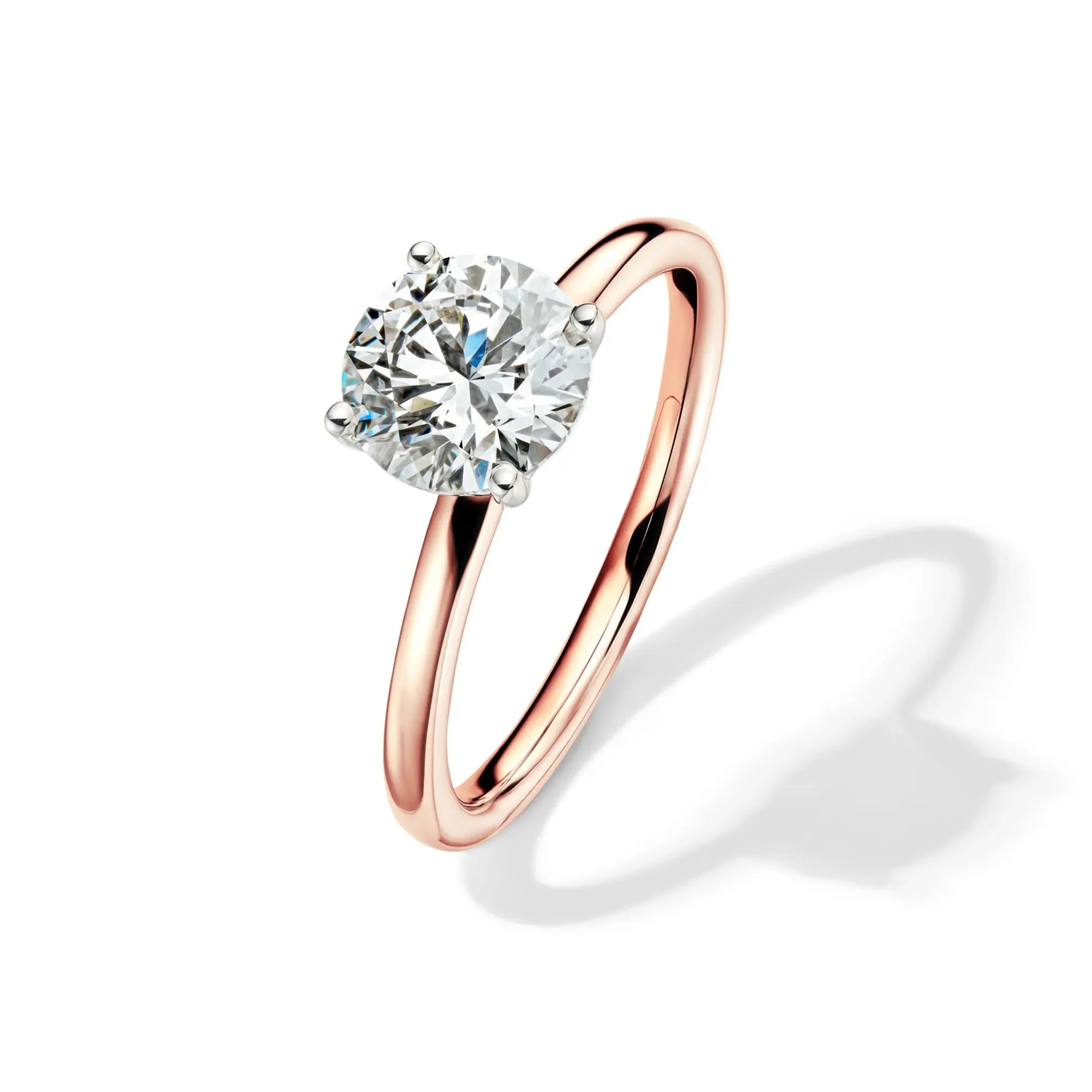 Lab Grown Diamond Solitaire Round Engagement Ring 14K Rose Gold (1/2 CT.) Size 8 2mm - Image 4