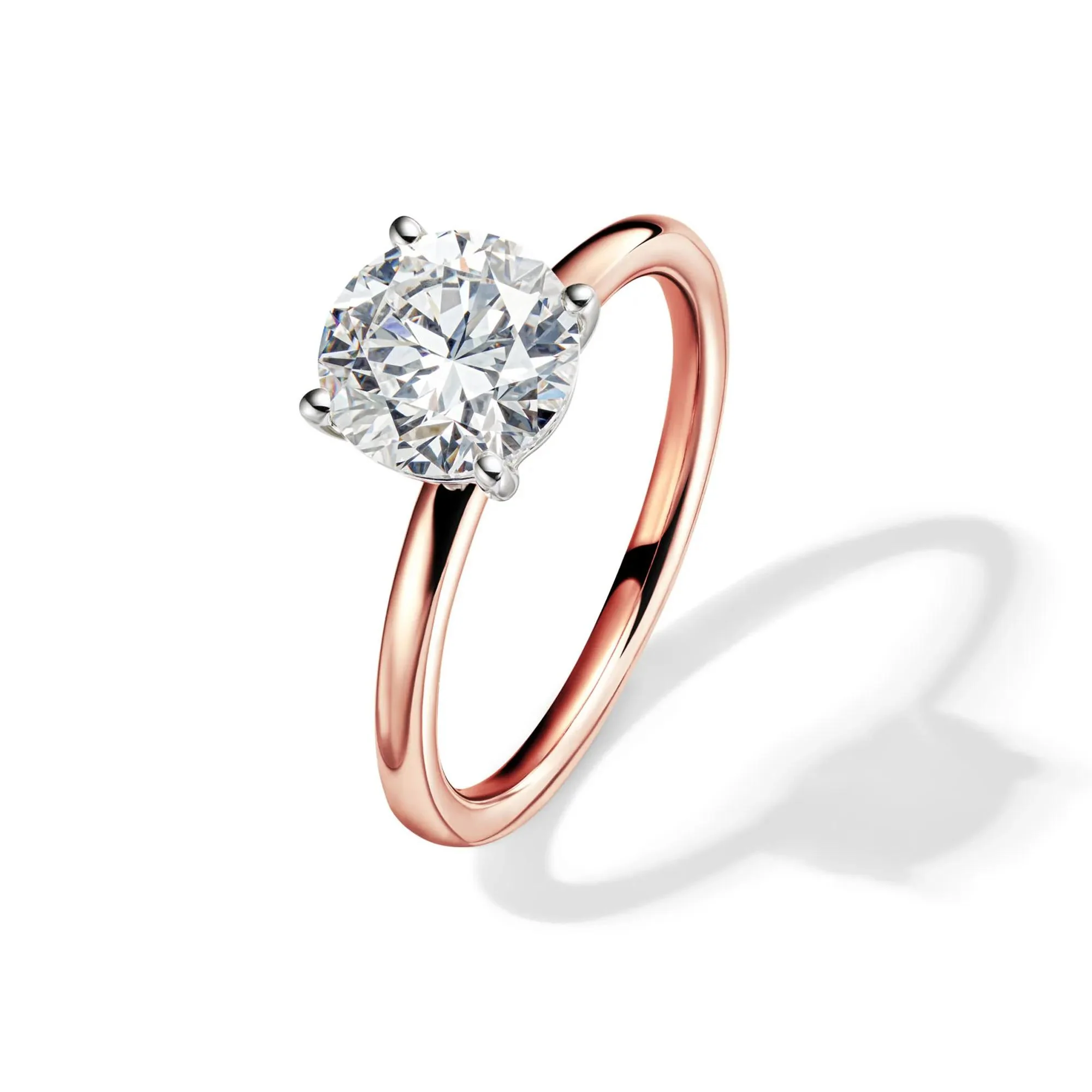 Lab Grown Diamond Round Solitaire Ring 14K Rose Gold (2 CT.) Size 6.5 2mm - Image 4