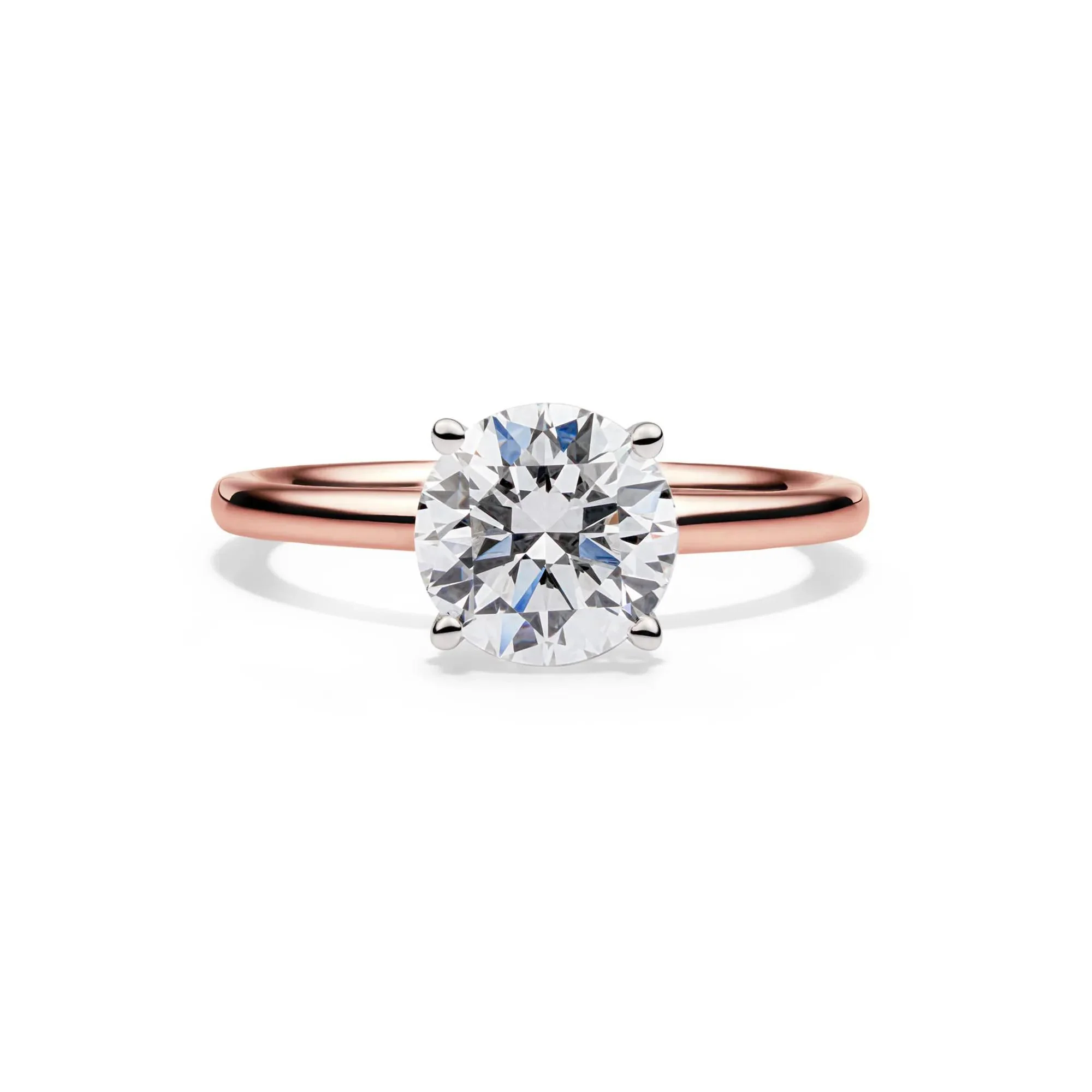 Lab Grown Diamond Round Solitaire Ring 14K Rose Gold (2 CT.) Size 7 2mm