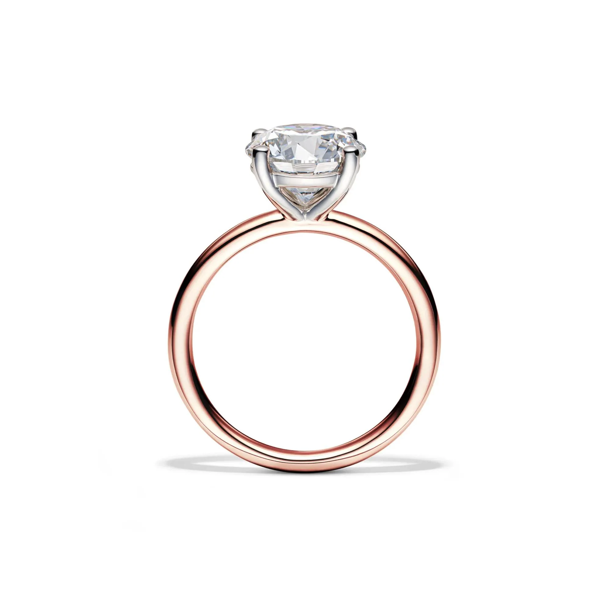 Lab Grown Diamond Solitaire Round Engagement Ring 14K Rose Gold (3 CT.) Round Brilliant Cut Size 4.5 2mm - Image 2