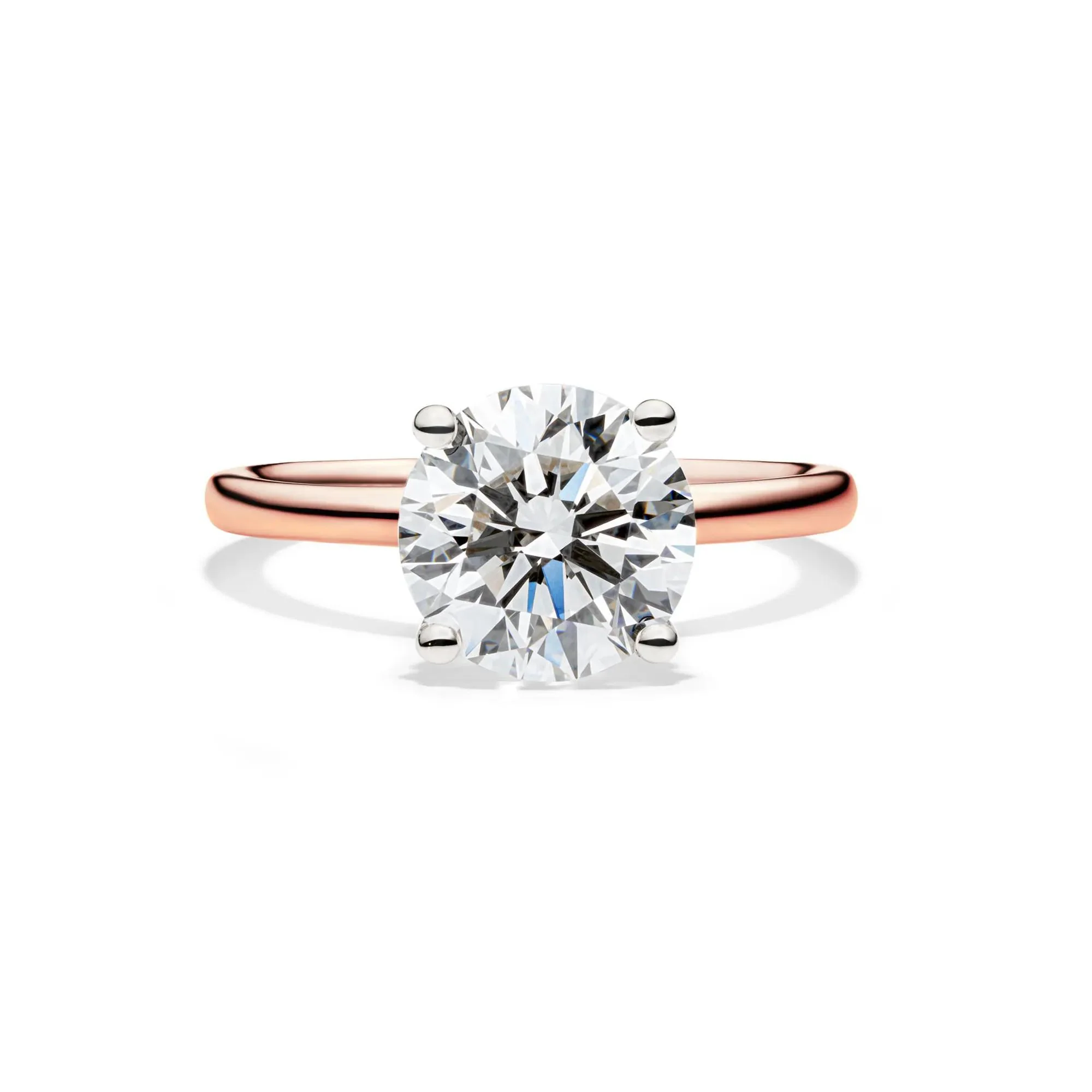 Lab Grown Diamond Solitaire Round Engagement Ring 14K Rose Gold (3 CT.) Round Brilliant Cut Size 5 2mm