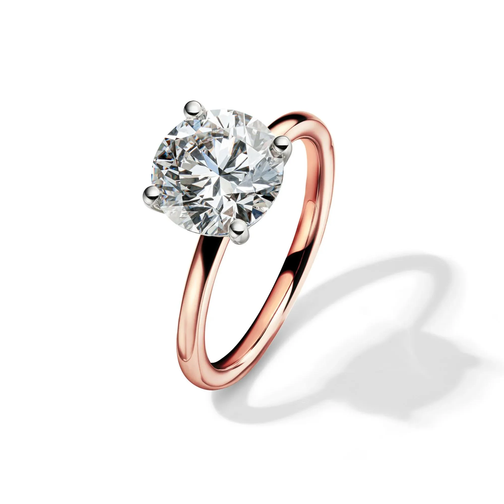 Lab Grown Diamond Solitaire Round Engagement Ring 14K Rose Gold (3 CT.) Round Brilliant Cut Size 5.5 2mm - Image 4
