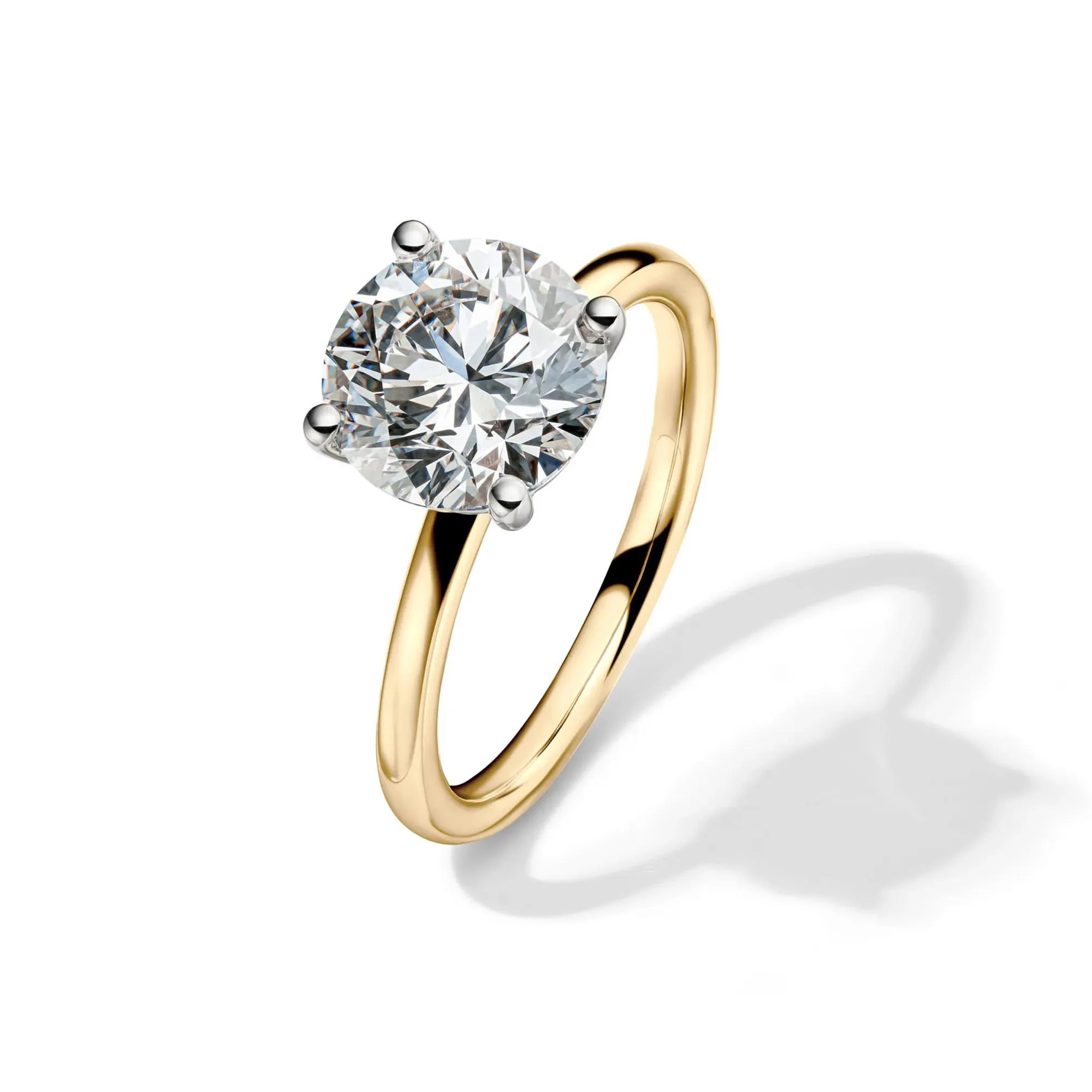Lab Grown Diamond Solitaire Round Engagement Ring 14K Yellow Gold (3 CT.) Round Brilliant Cut Size 5 2mm - Image 4