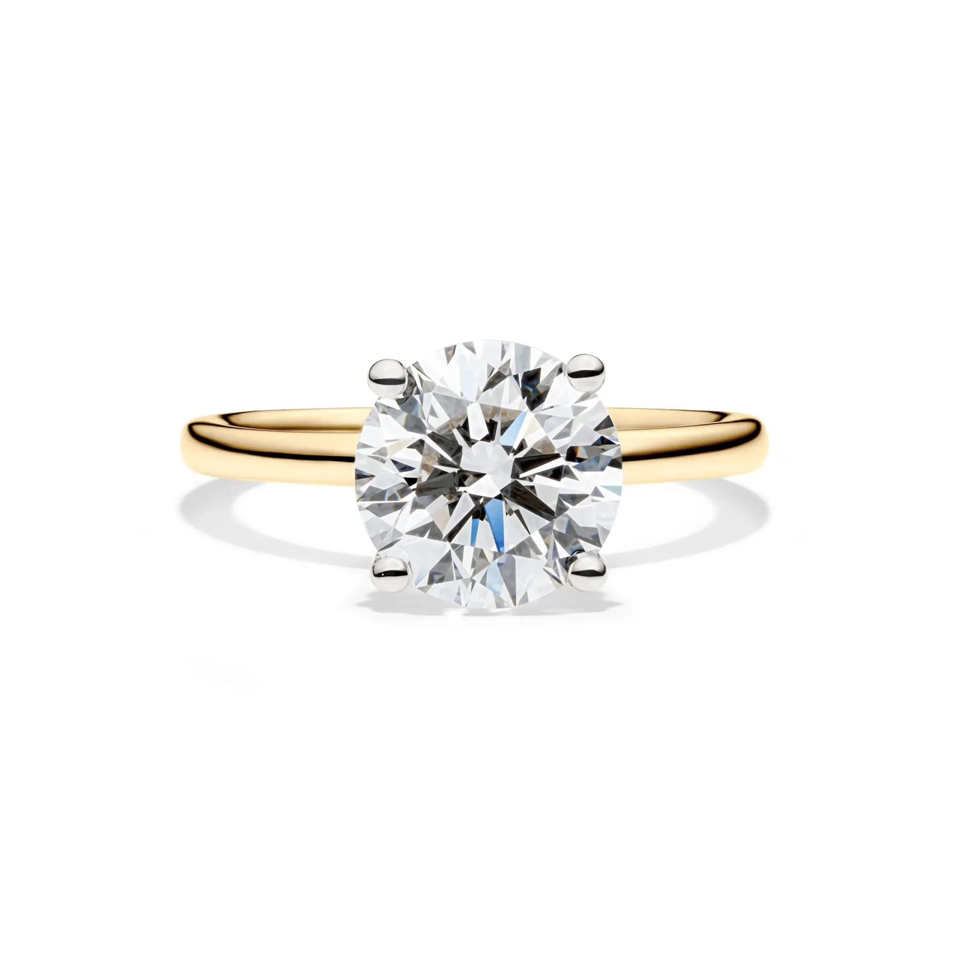 Lab Grown Diamond Solitaire Round Engagement Ring 14K Yellow Gold (3 CT.) Round Brilliant Cut Size 7.5 2mm