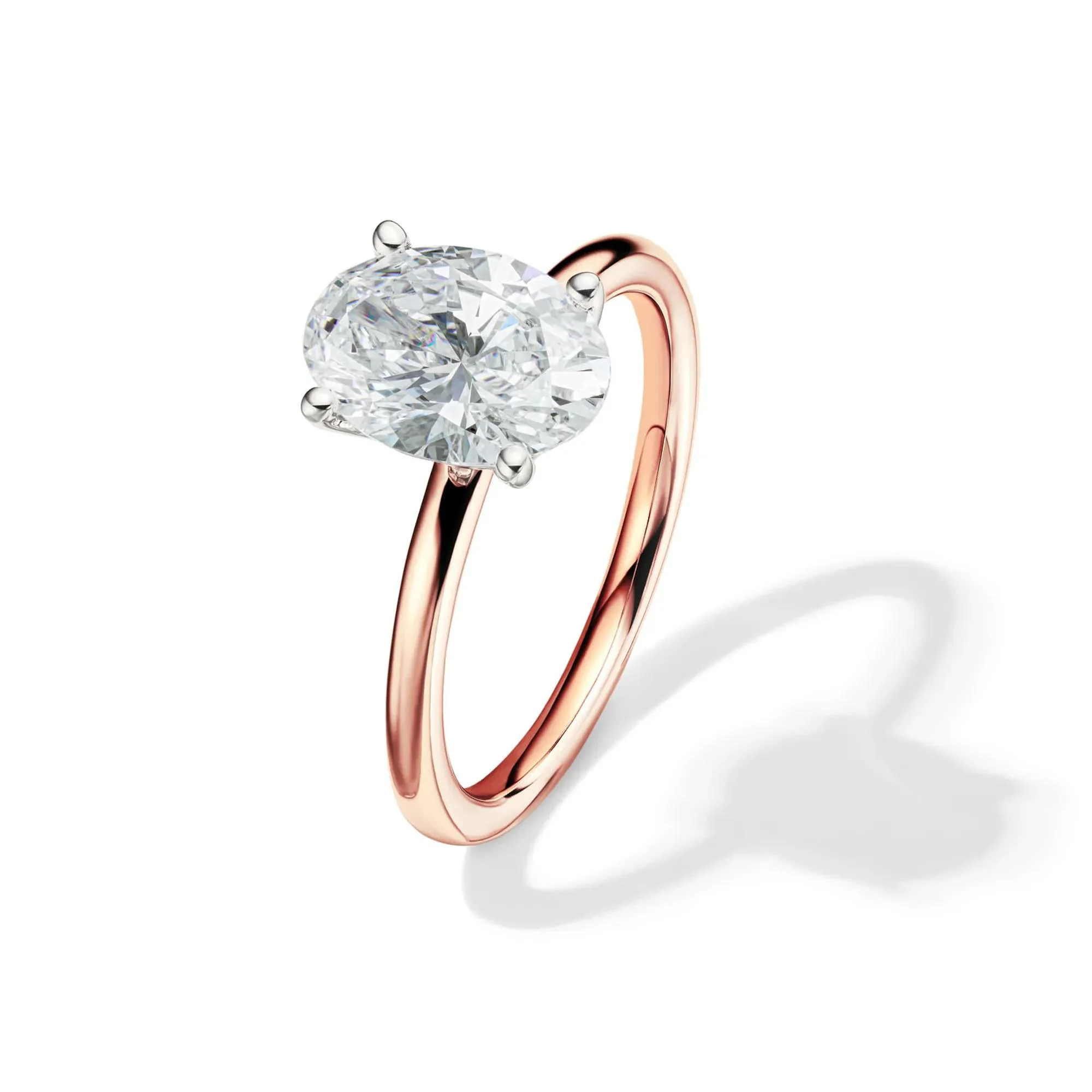 Lab Grown Diamond Solitaire Oval Engagement Ring 14K Rose Gold (2 CT.) Size 10 2mm - Image 4
