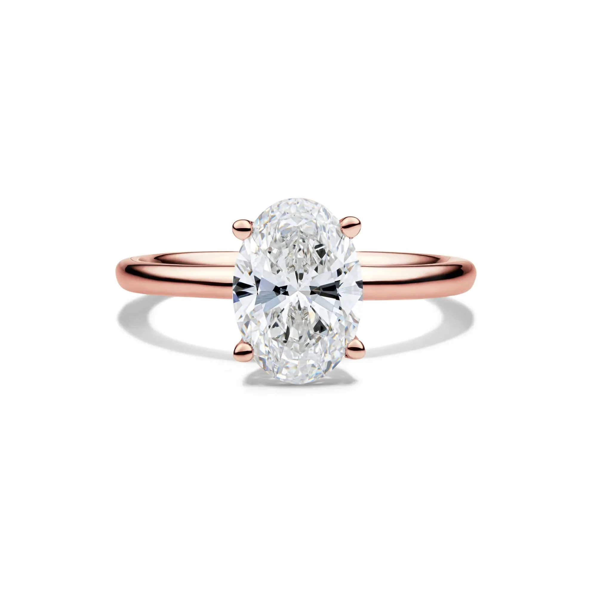Lab Grown Diamond Solitaire Oval Engagement Ring 14K Rose Gold (2 CT.) Size 5.5 2mm