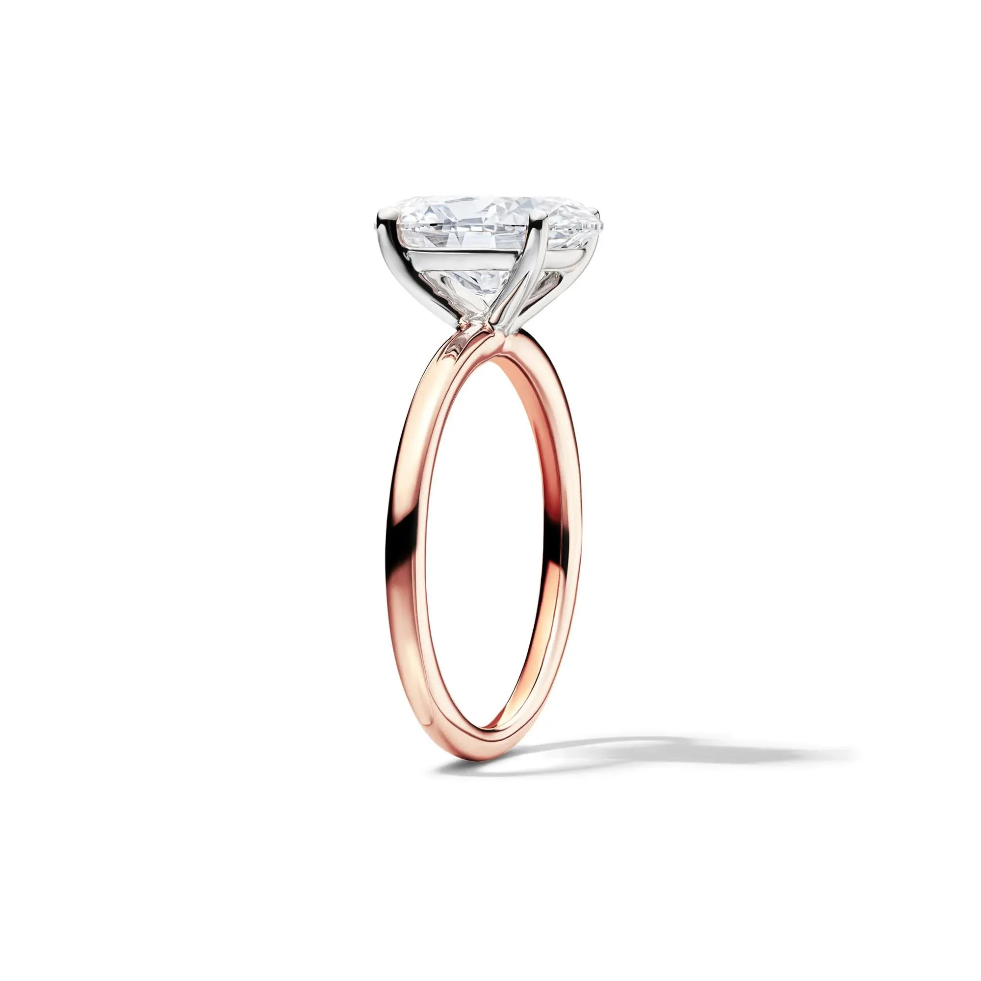 Lab Grown Diamond Solitaire Oval Engagement Ring 14K Rose Gold (3 CT.) Size 8.5 2mm - Image 3