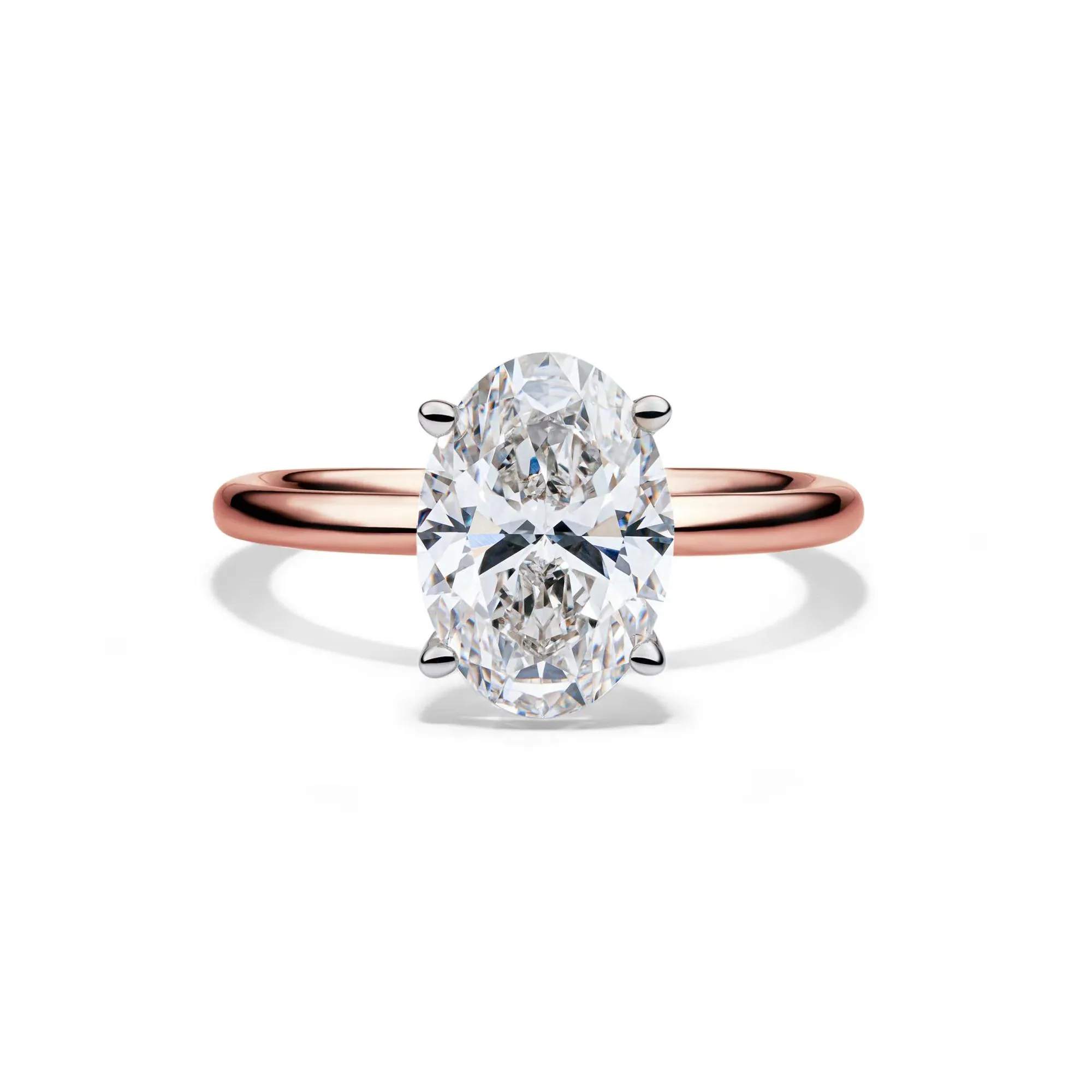 Lab Grown Diamond Solitaire Oval Engagement Ring 14K Rose Gold (3 CT.) Size 9.5 2mm