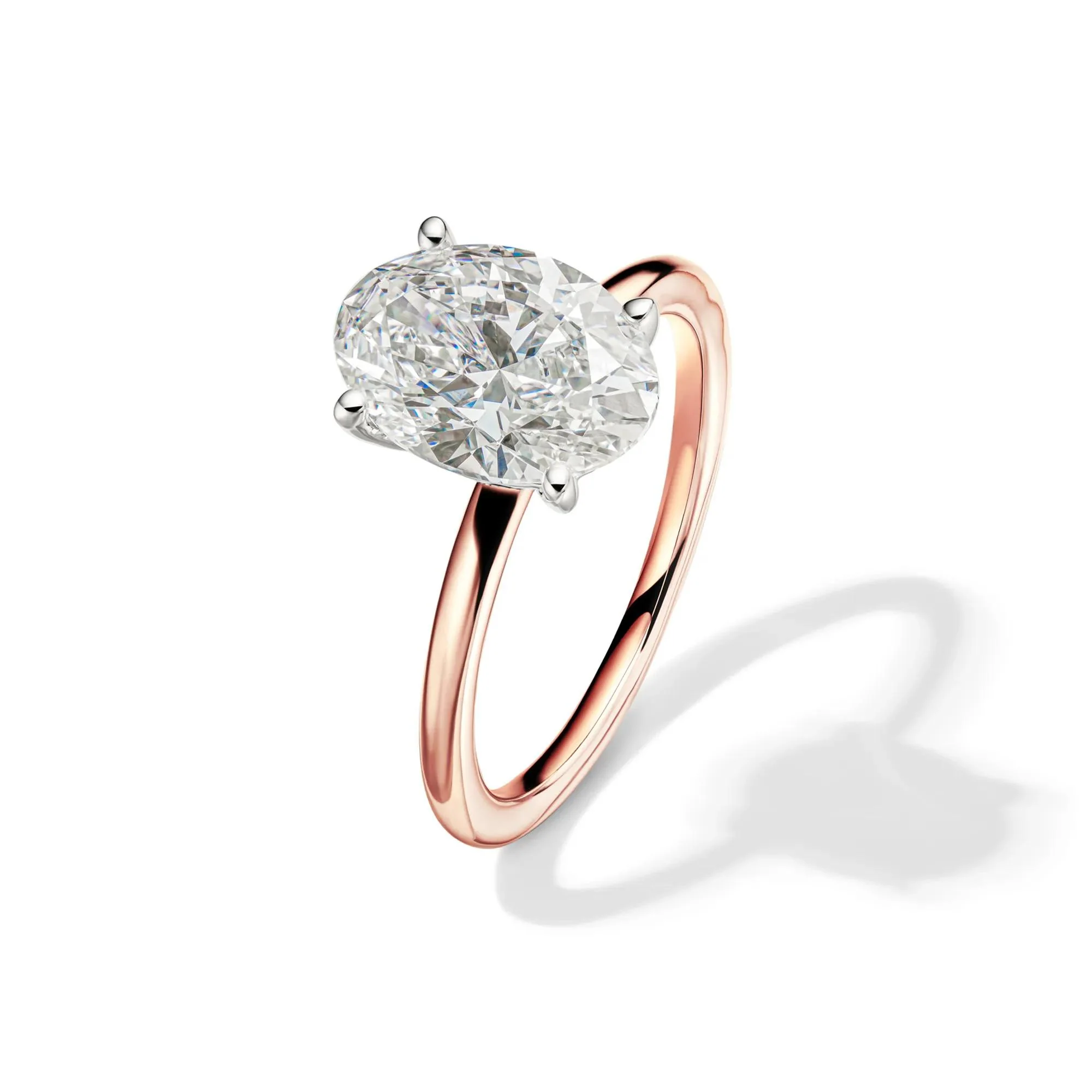 Lab Grown Diamond Solitaire Oval Engagement Ring 14K Rose Gold (3 CT.) Size 9.5 2mm - Image 4