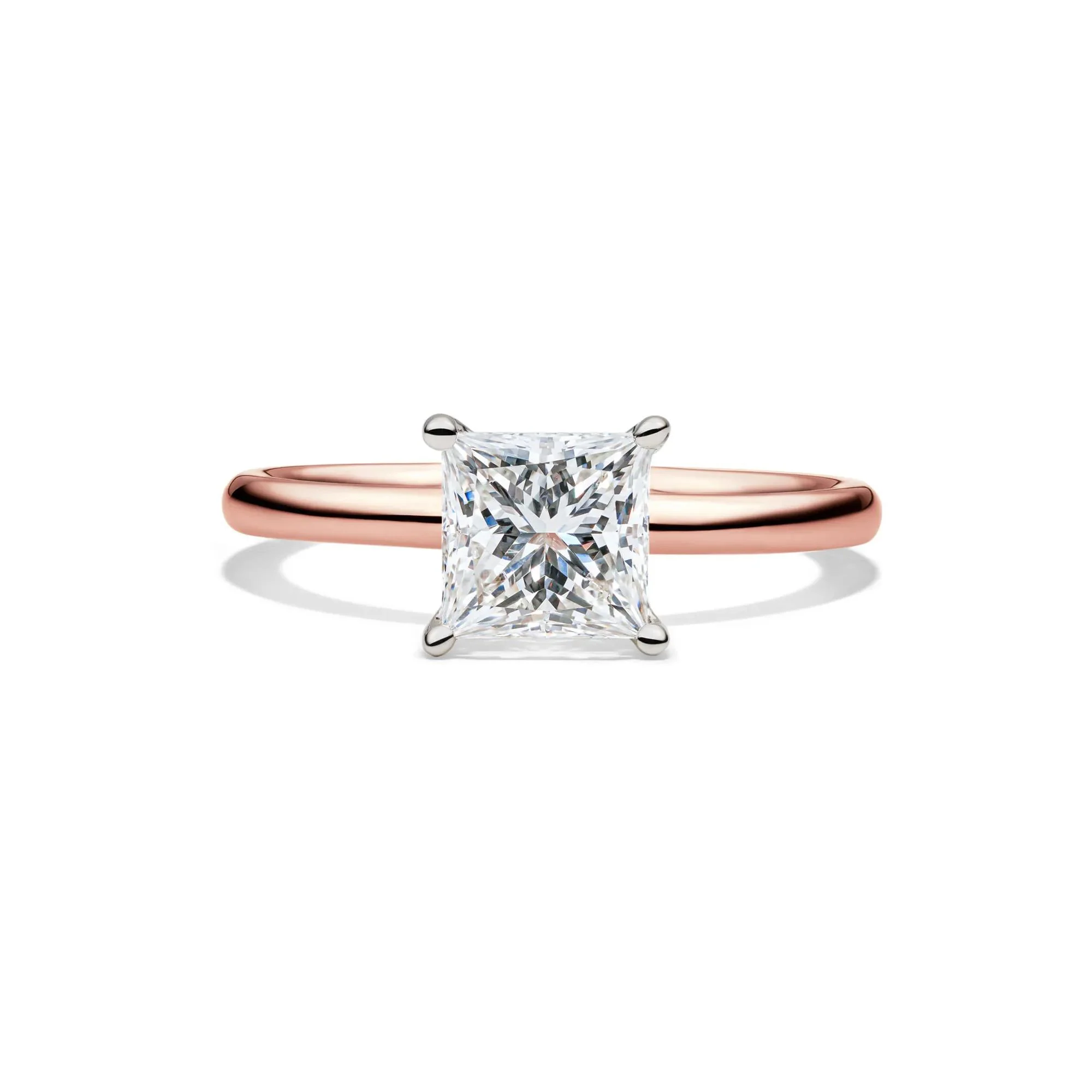 Lab Grown Diamond Princess-Cut Solitaire Engagement Ring 14K Rose Gold (1/2 CT.) Size 7.5 2mm