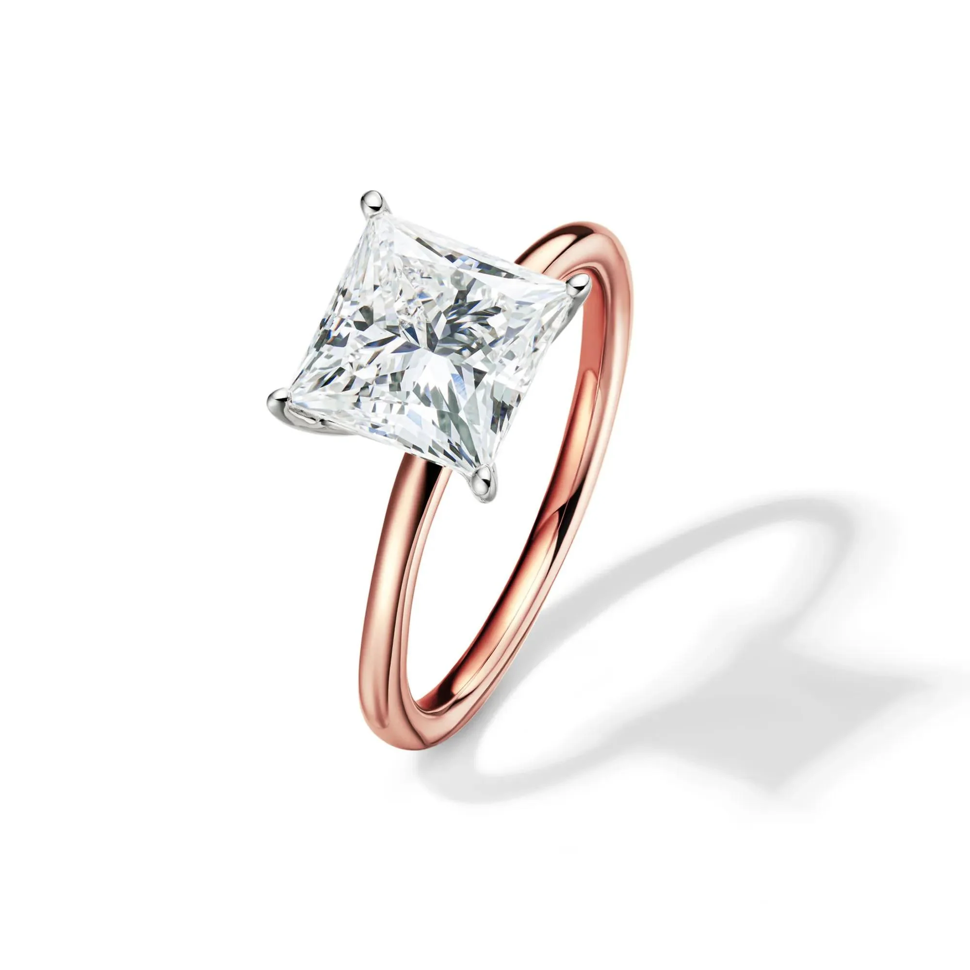 Lab Grown Diamond Princess-Cut Solitaire Engagement Ring 14K Rose Gold (3 CT.) Size 5.5 2mm - Image 4