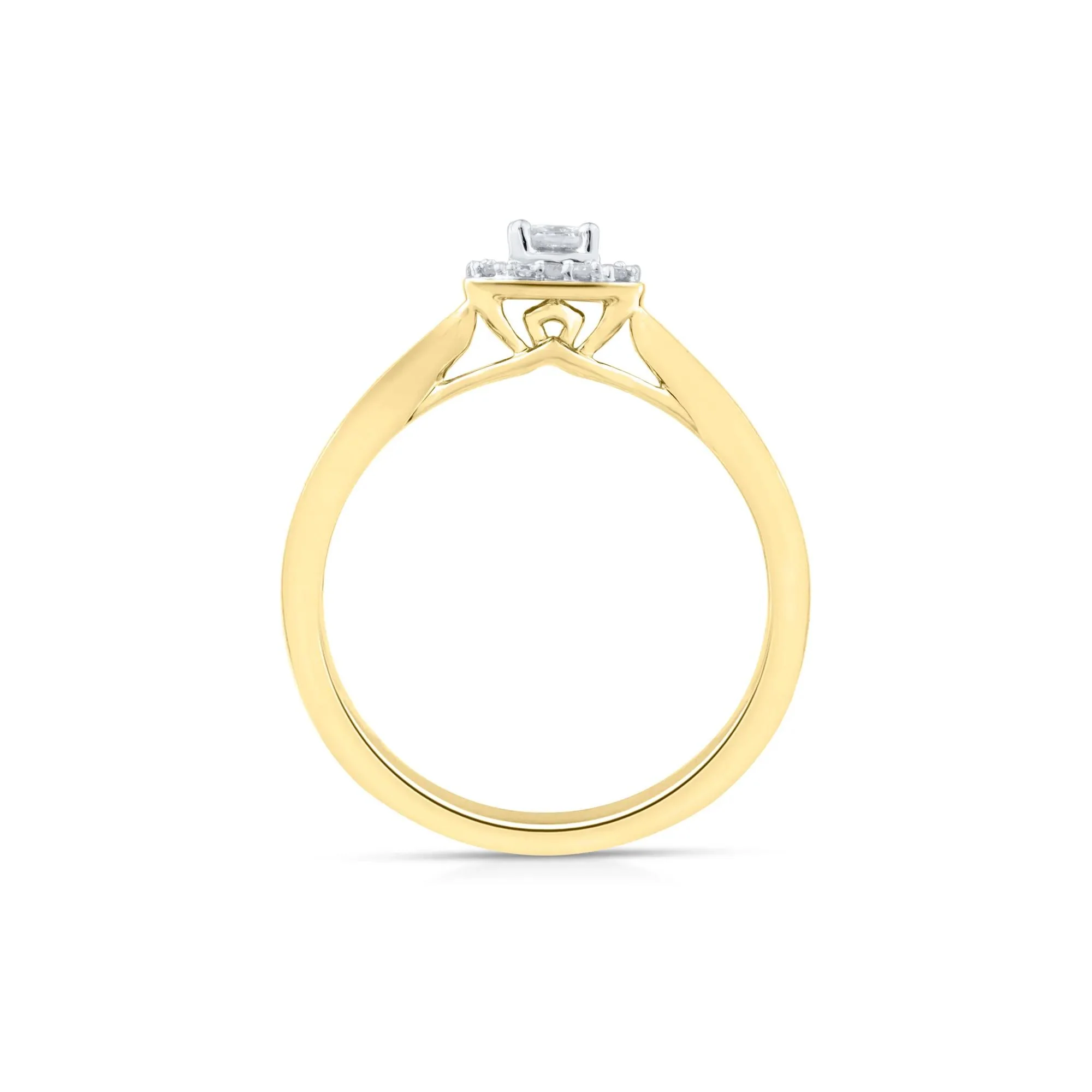 1/7 CT. Tw. Diamond and Blue Sapphire Promise Ring 10K Yellow Gold Round Brilliant Cut Size 5 2mm - Image 2