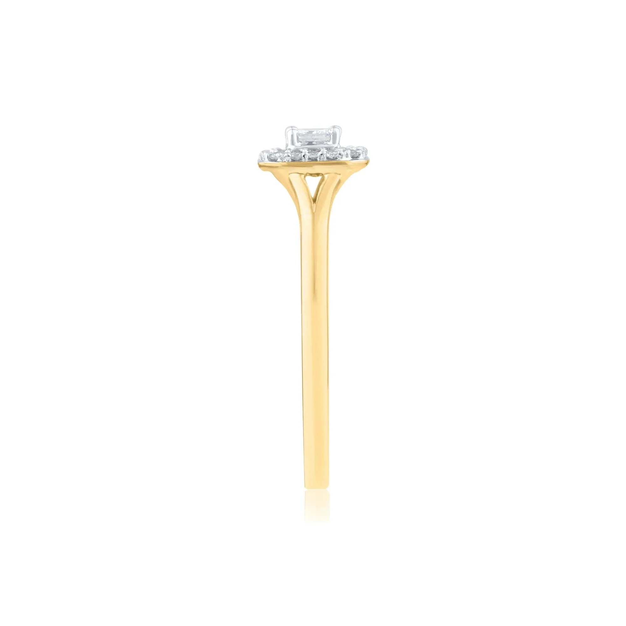 1/7 CT. Tw. Diamond and Blue Sapphire Promise Ring 10K Yellow Gold Round Brilliant Cut Size 8 2mm - Image 3