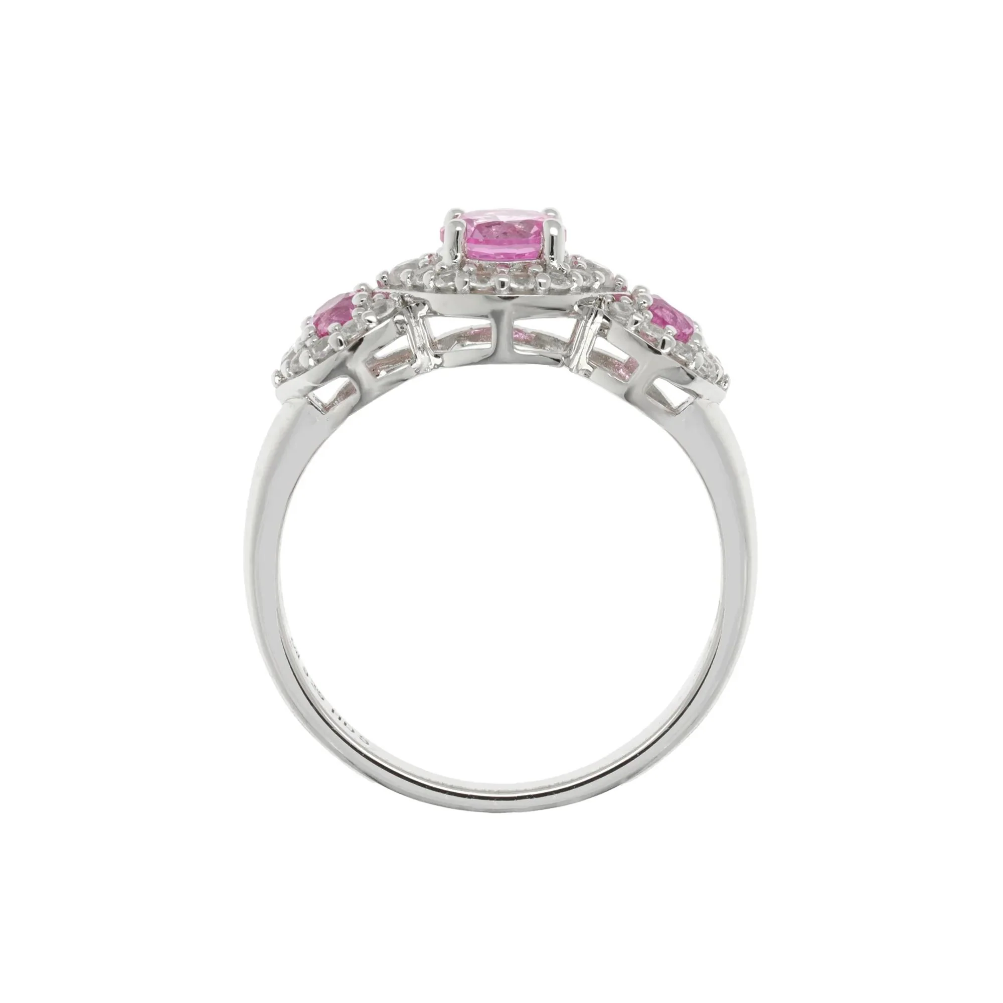 Lab-Created Multi-Gemstone Ring .925 Sterling Silver White Size 7 2mm - Image 2