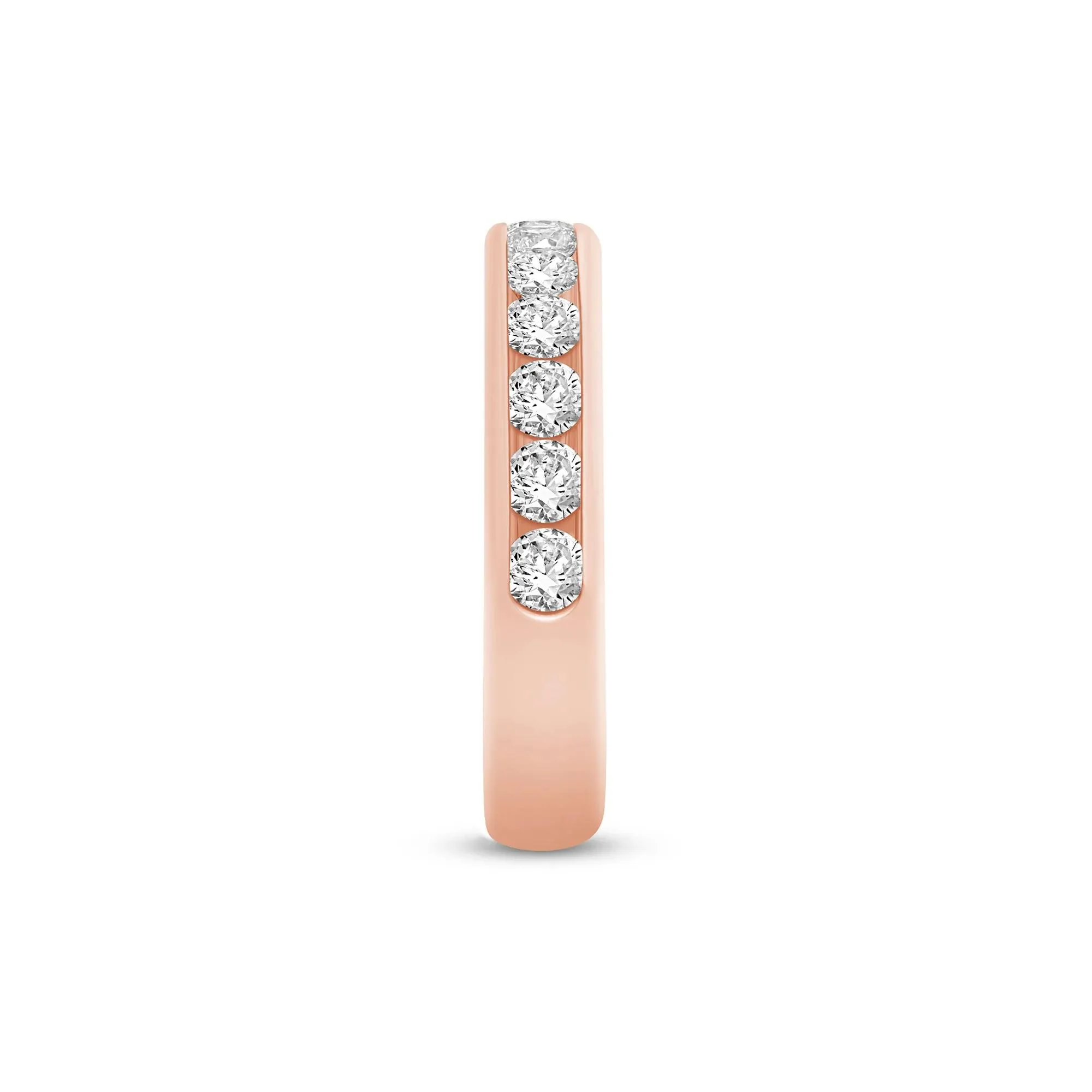 1 CT. Tw. Lab Grown Diamond Channel-Set Wedding Band Ring 14K Rose Gold Round Brilliant Cut Size 7.5 4mm - Image 3