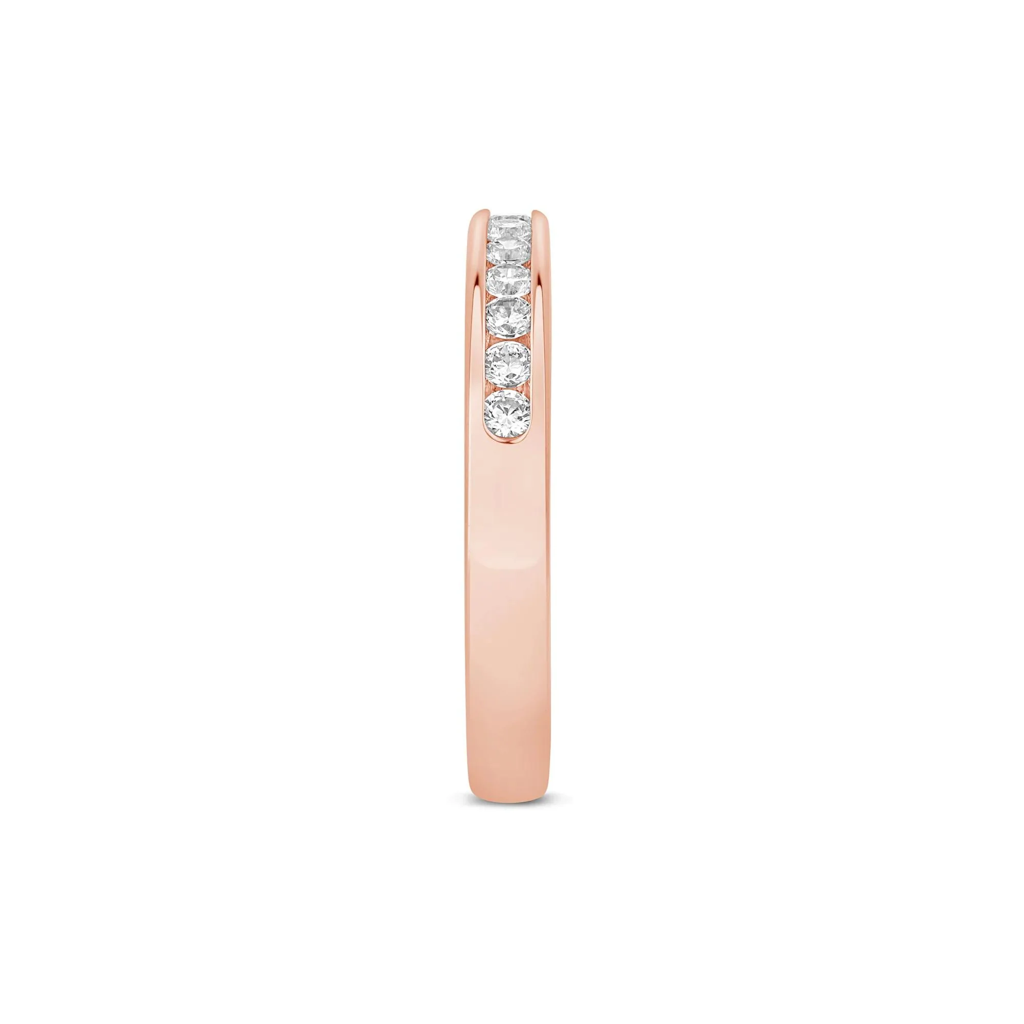1/3 CT. Tw. Lab Grown Diamond Channel-Set Wedding Band Ring 14K Rose Gold Round Brilliant Cut Size 9 3mm - Image 3