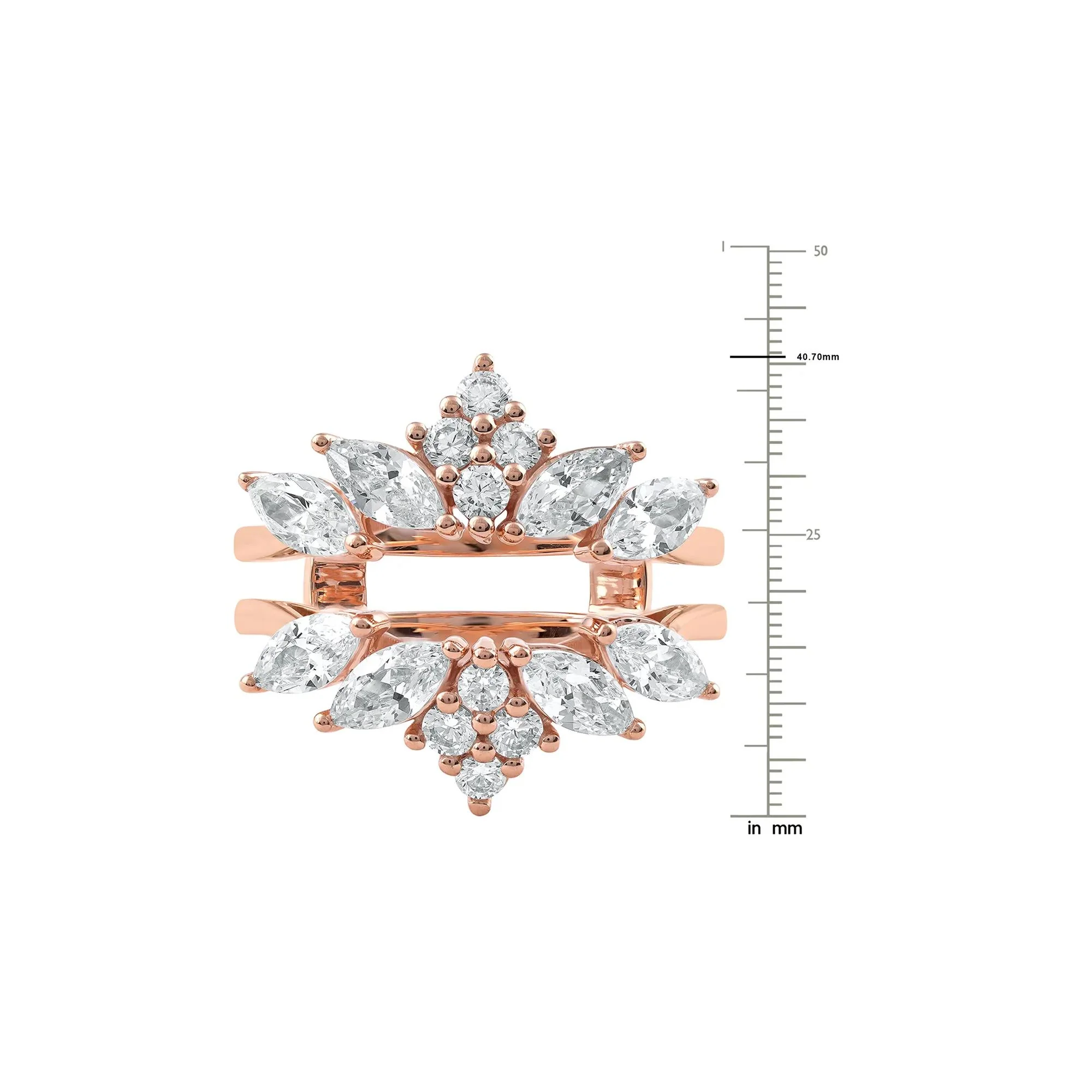 2 CT. Tw. Lab Grown Diamond Enhancer 14K Rose Gold Ring Round Brilliant Cut Size 6 - Image 6