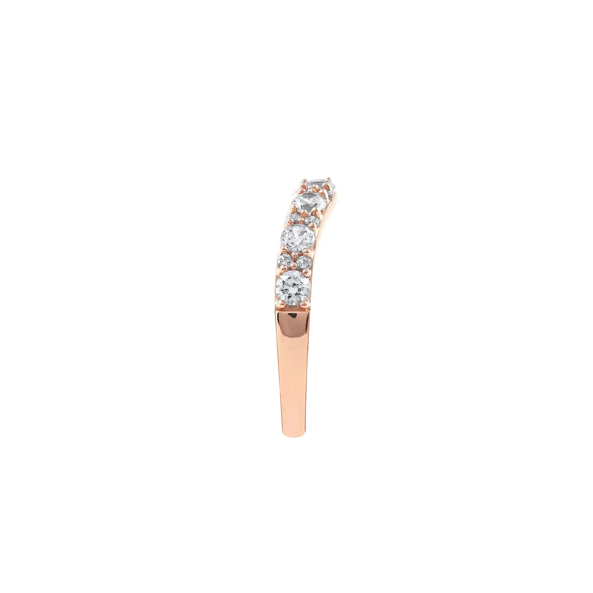 3/4 CT. Tw. Lab Grown Diamond Contour Band Ring 14K Rose Gold Round Brilliant Cut Size 5 - Image 3