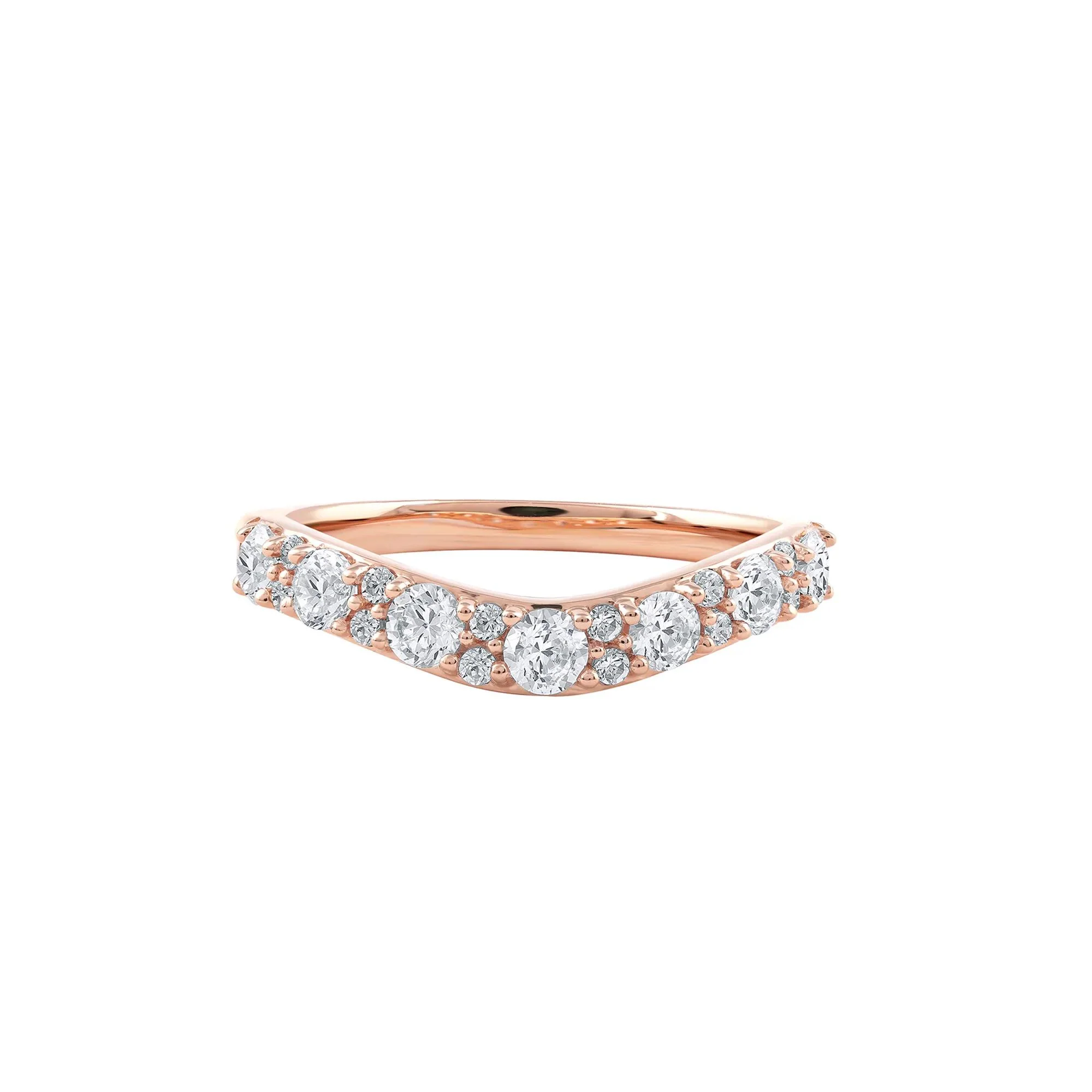 3/4 CT. Tw. Lab Grown Diamond Contour Band Ring 14K Rose Gold Round Brilliant Cut Size 7