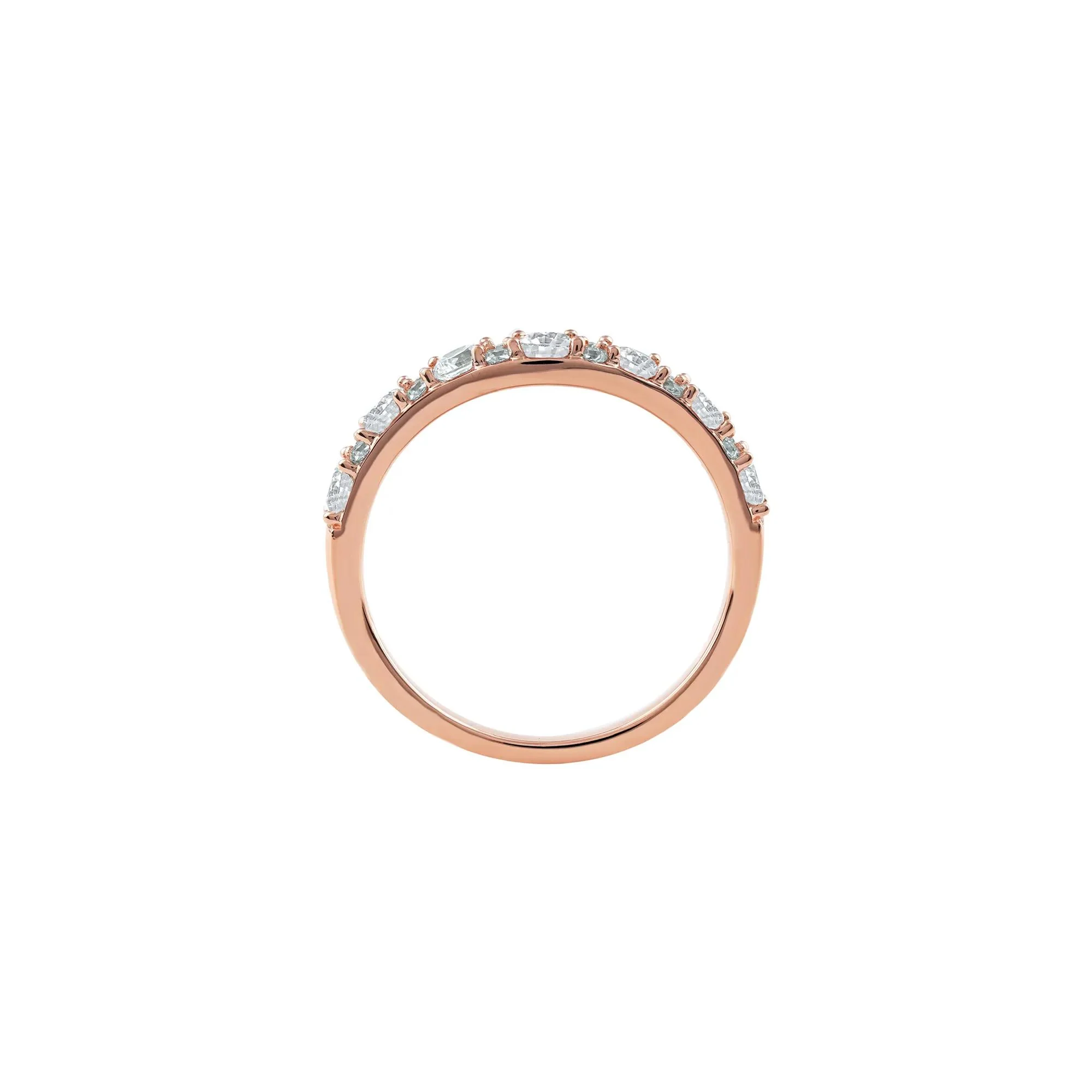 3/4 CT. Tw. Lab Grown Diamond Contour Band Ring 14K Rose Gold Round Brilliant Cut Size 9 - Image 2