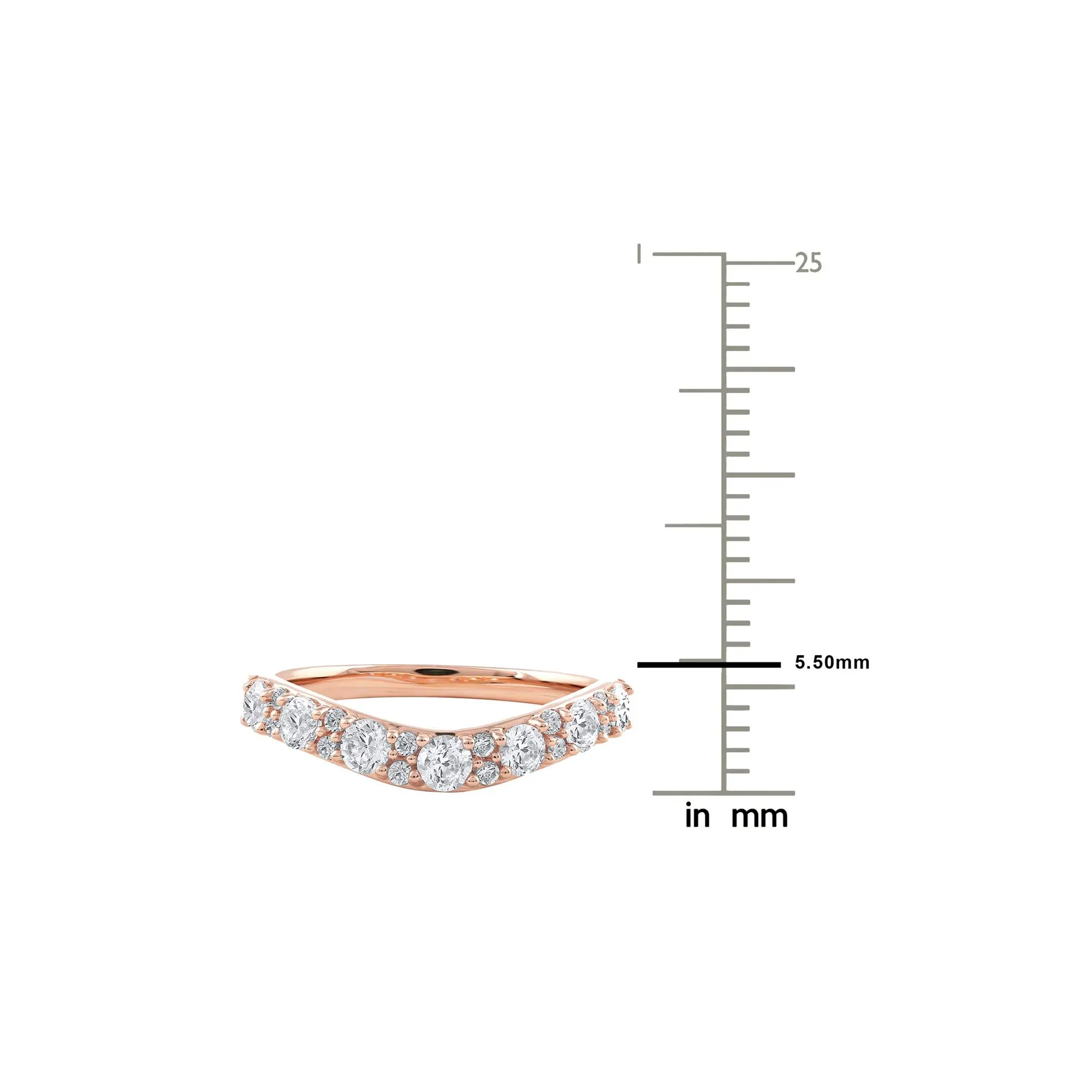 3/4 CT. Tw. Lab Grown Diamond Contour Band Ring 14K Rose Gold Round Brilliant Cut Size 9 - Image 7