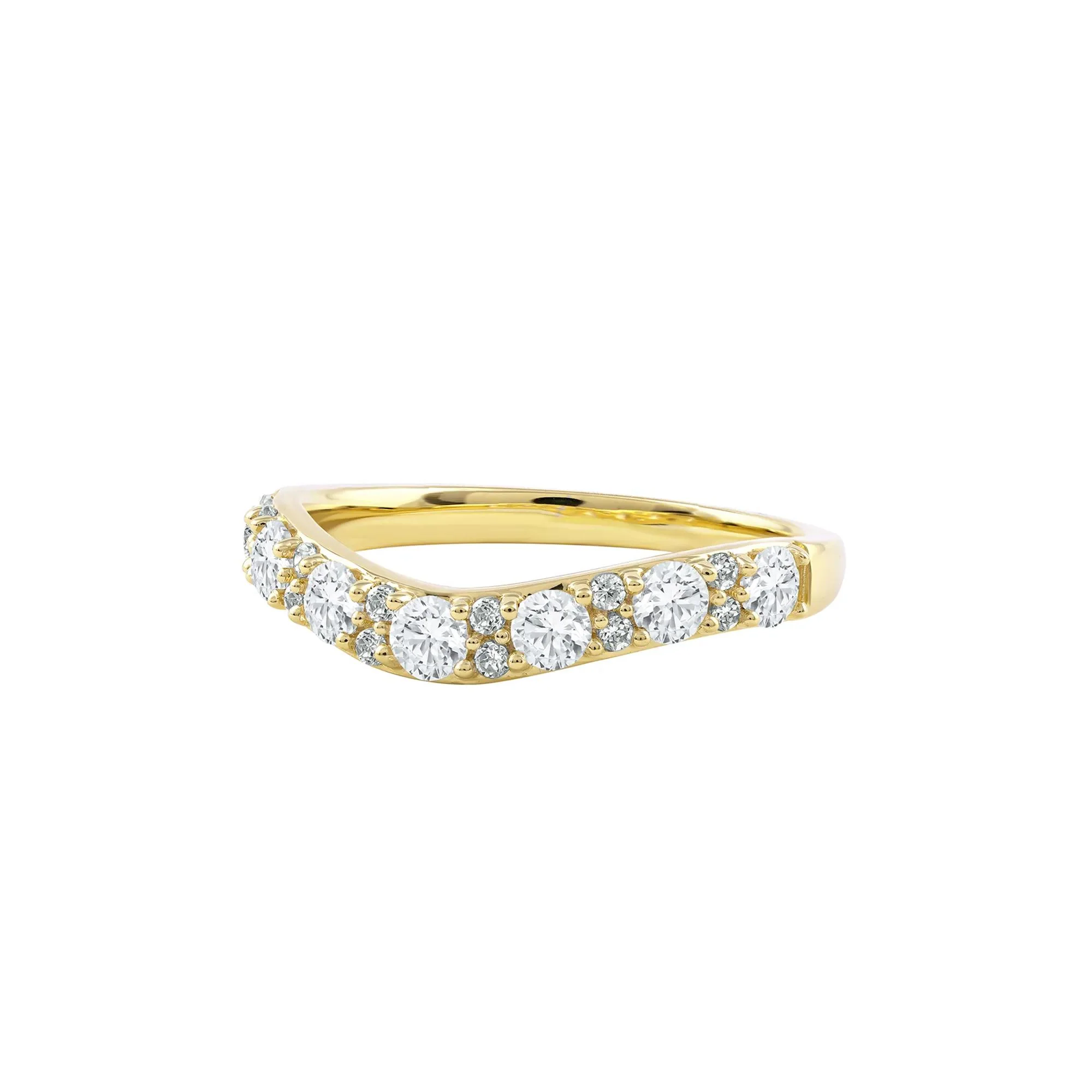 3/4 CT. Tw. Lab Grown Diamond Contour Band Ring 14K Yellow Gold Round Brilliant Cut Size 5 - Image 4