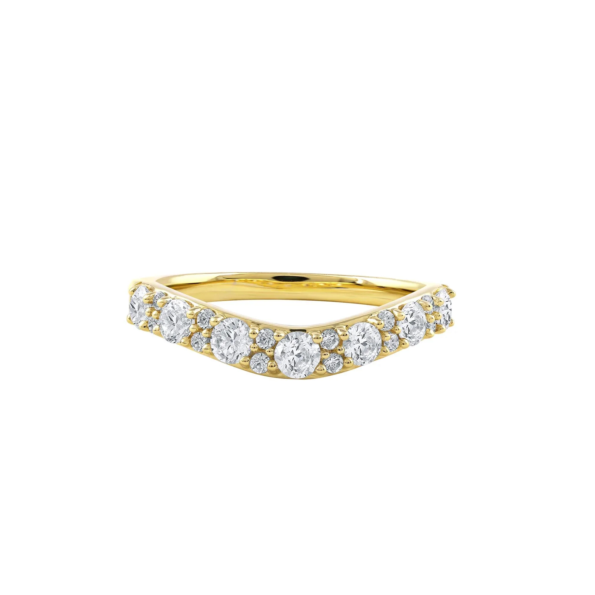 3/4 CT. Tw. Lab Grown Diamond Contour Band Ring 14K Yellow Gold Round Brilliant Cut Size 9