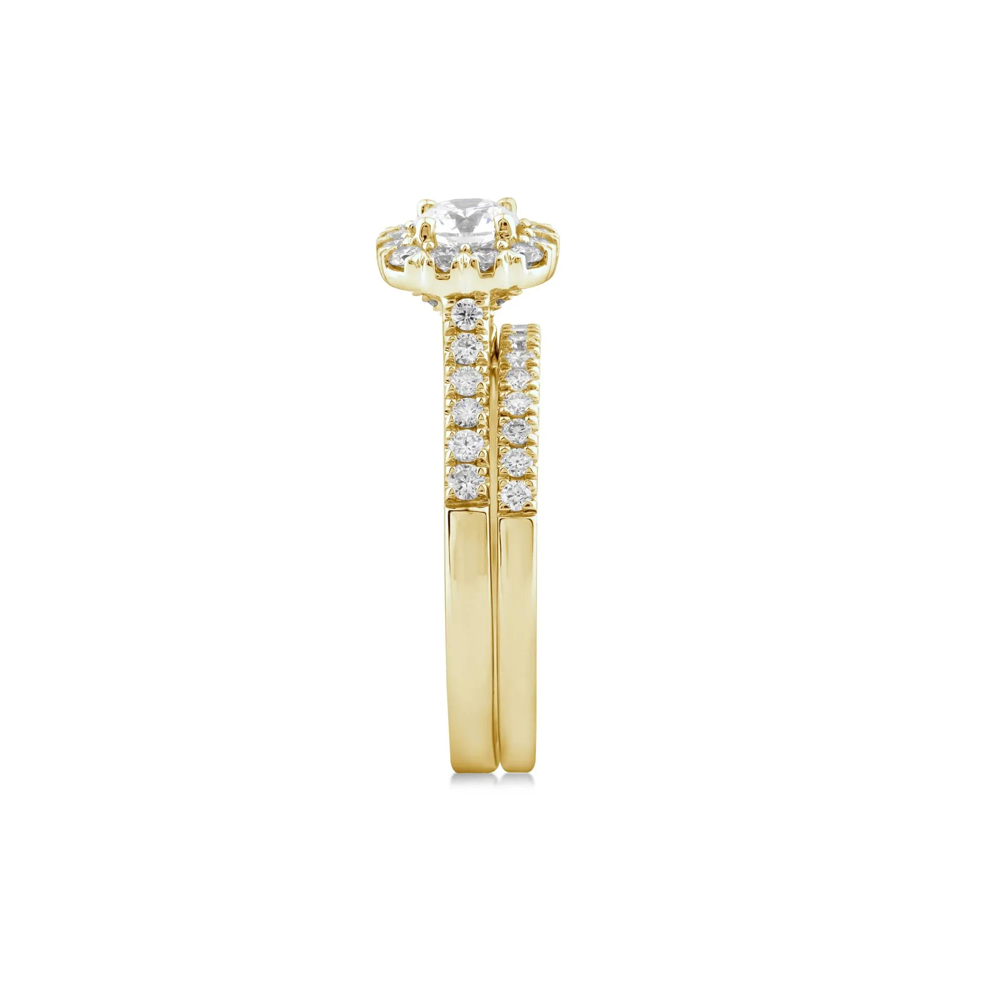 1 CT. Tw. Lab Grown Diamond Engagement Set 10K Yellow Gold Ring Round Brilliant Cut Size 7.5 2mm - Image 3