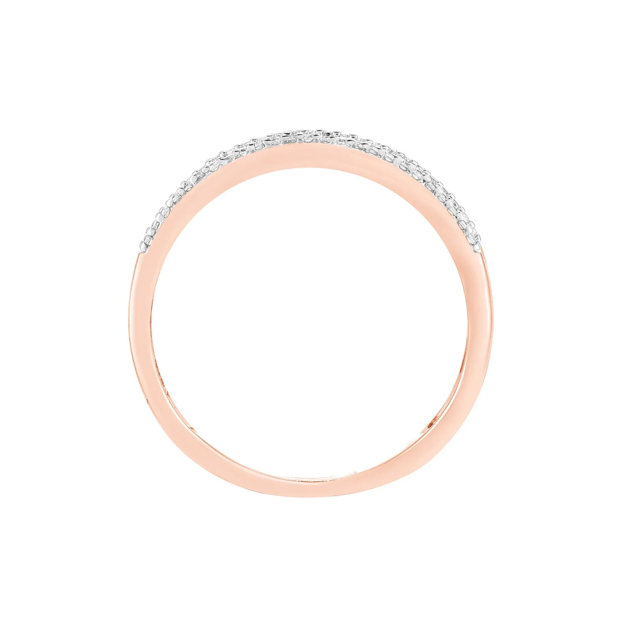 1/4 CT. Tw. Multi-Row Diamond Wedding Band Ring 10K Rose Gold Round Brilliant Cut Size 6 4mm - Image 2