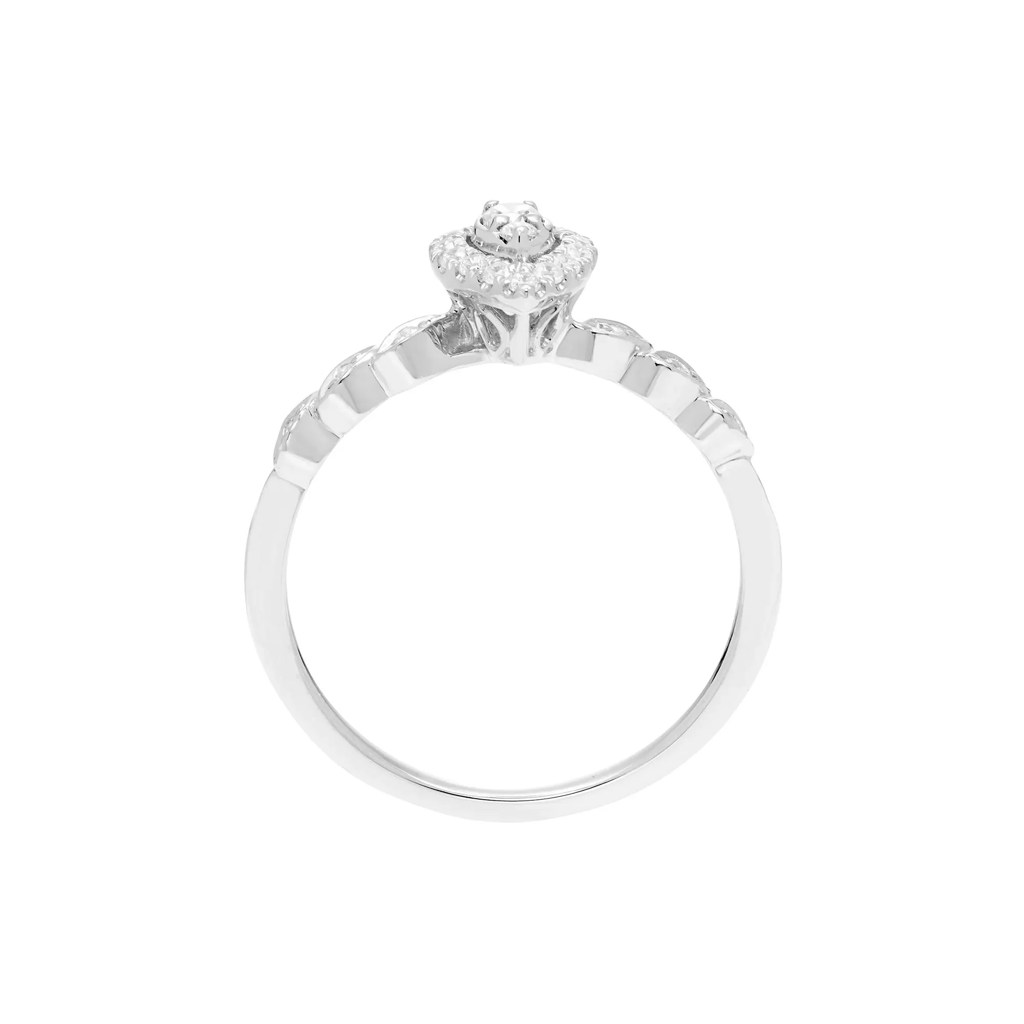 1/5 CT. Tw. Pear-Shaped Diamond Promise Ring with Halo 10K White Gold Size 7.5 - Image 2