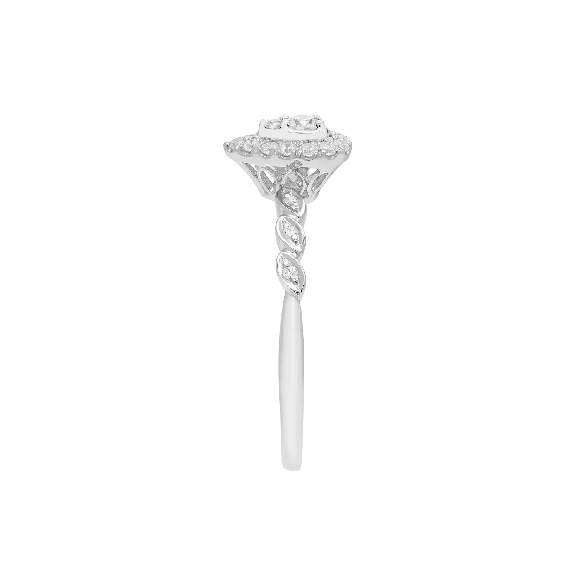 1/5 CT. Tw. Pear-Shaped Diamond Promise Ring with Halo 10K White Gold Size 8 - Image 3